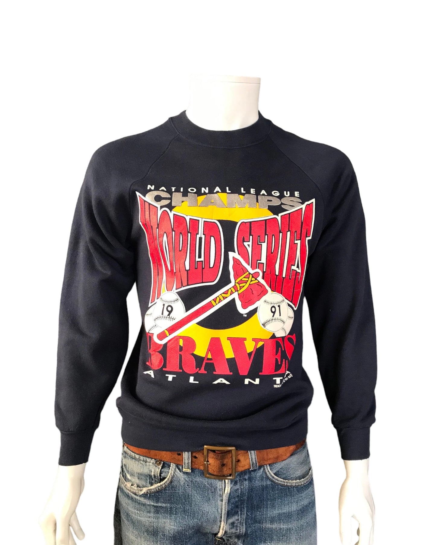 1991 Atlanta Braves World Series Vintage Sweatshirt - Size Med | Made in USA | USA Vintage BCN