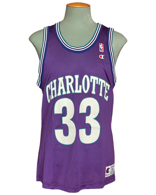 Size 44 Vintage 90s Champion A. Mourning #33 Charlotte Hornets NBA Jersey Made In USA