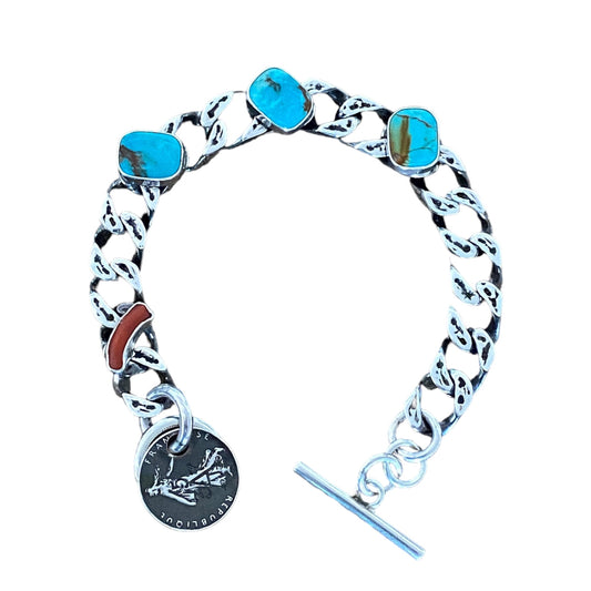 Sterling silver Distress Turquoise Gourmette Sterling silver