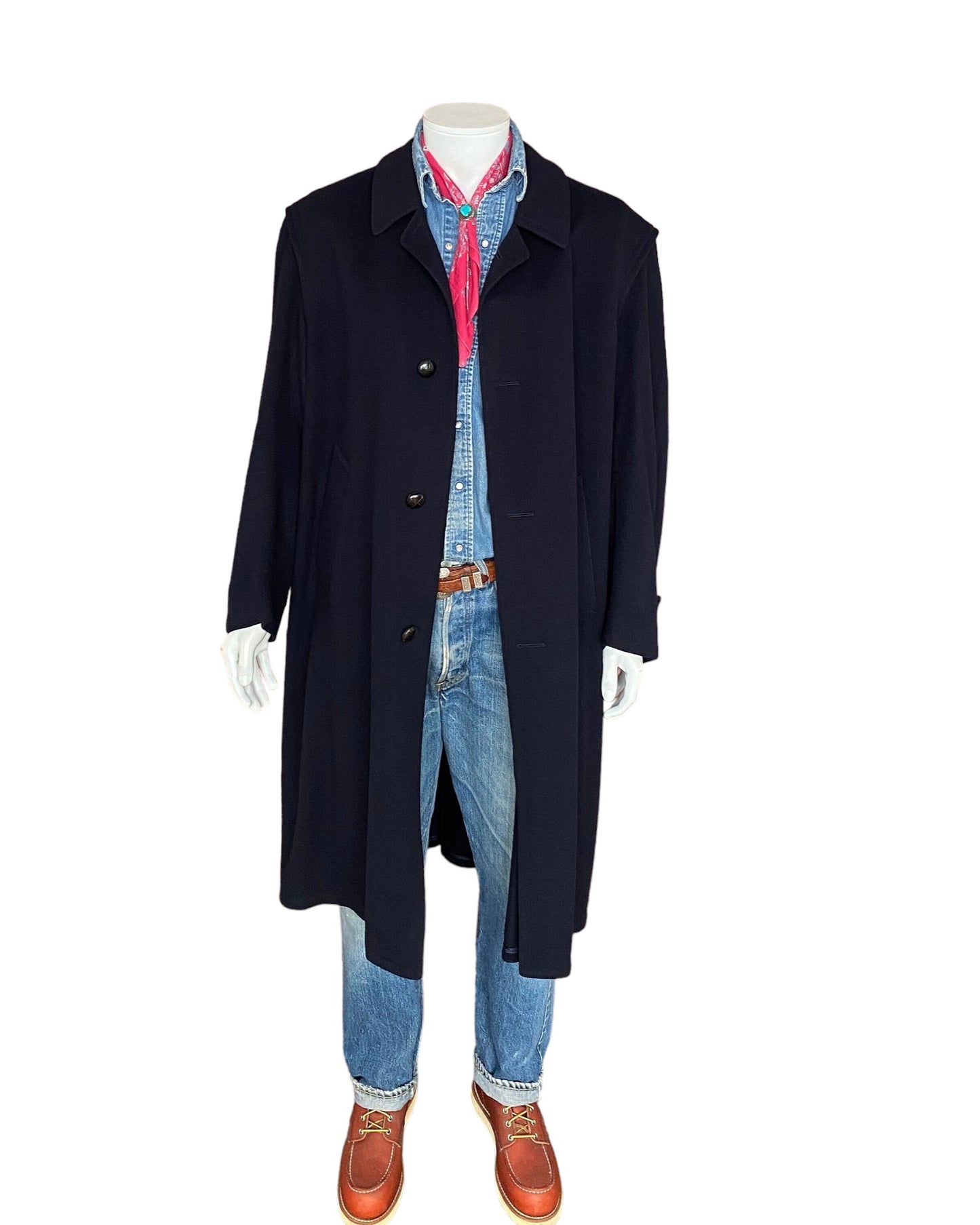 Vintage Dark Blue Wool Loden Coat - Size 52 EU | Made in Austria