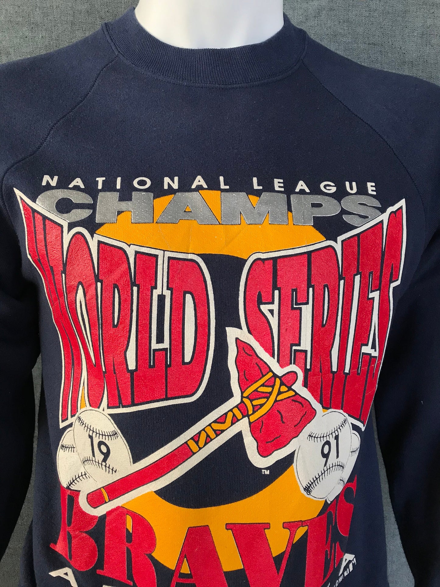 1991 Atlanta Braves World Series Vintage Sweatshirt - Size Med | Made in USA | USA Vintage BCN