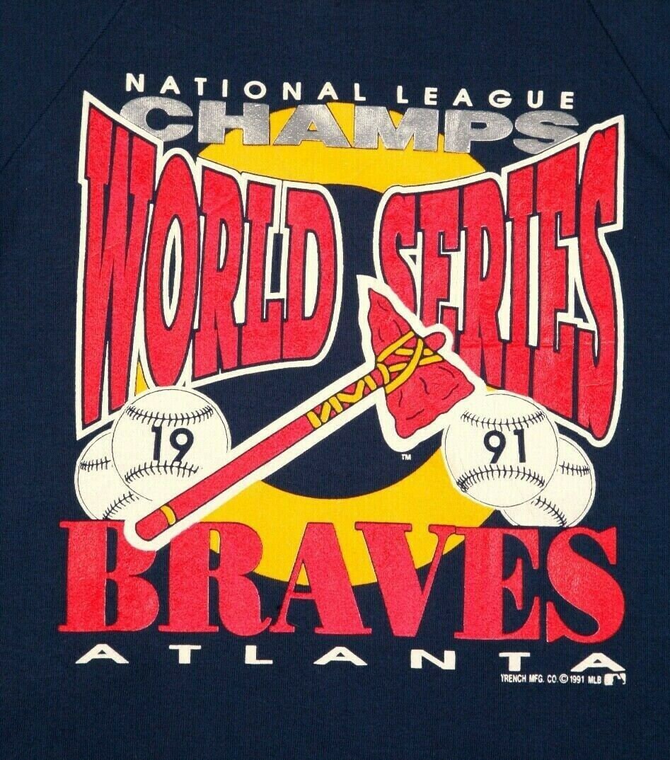 1991 Atlanta Braves World Series Vintage Sweatshirt - Size Med | Made in USA | USA Vintage BCN