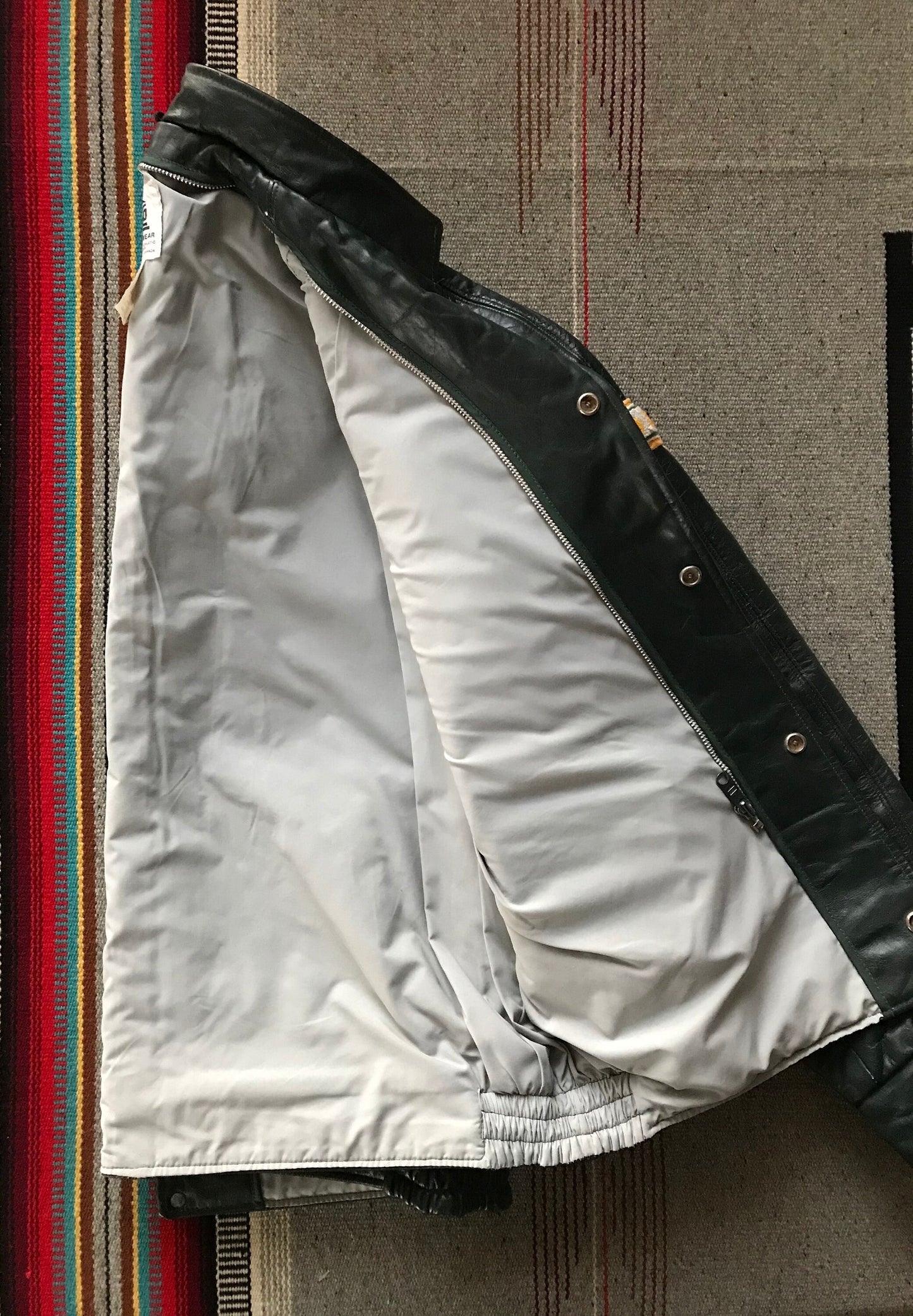 Vintage '93 Canadian Leather College Jacket Dark Green Size 46