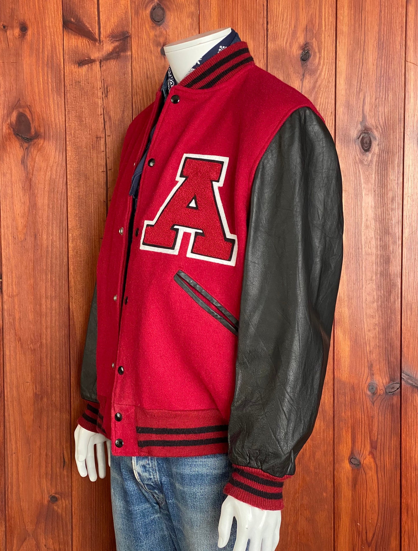 SizeL. Butwin Vintage Annandale varsity/letterman leather sleeve jacket made in USA