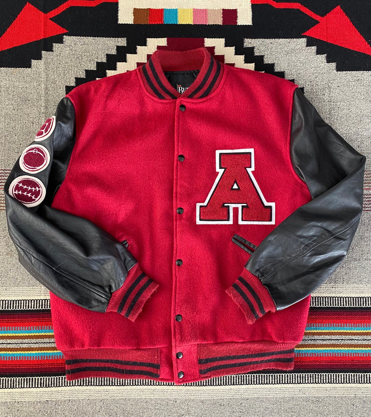 SizeL. Butwin Vintage Annandale varsity/letterman leather sleeve jacket made in USA