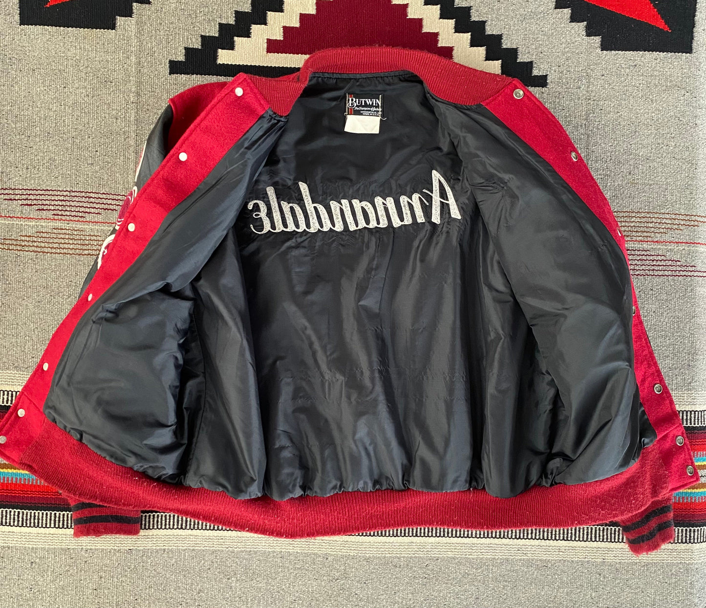SizeL. Butwin Vintage Annandale varsity/letterman leather sleeve jacket made in USA