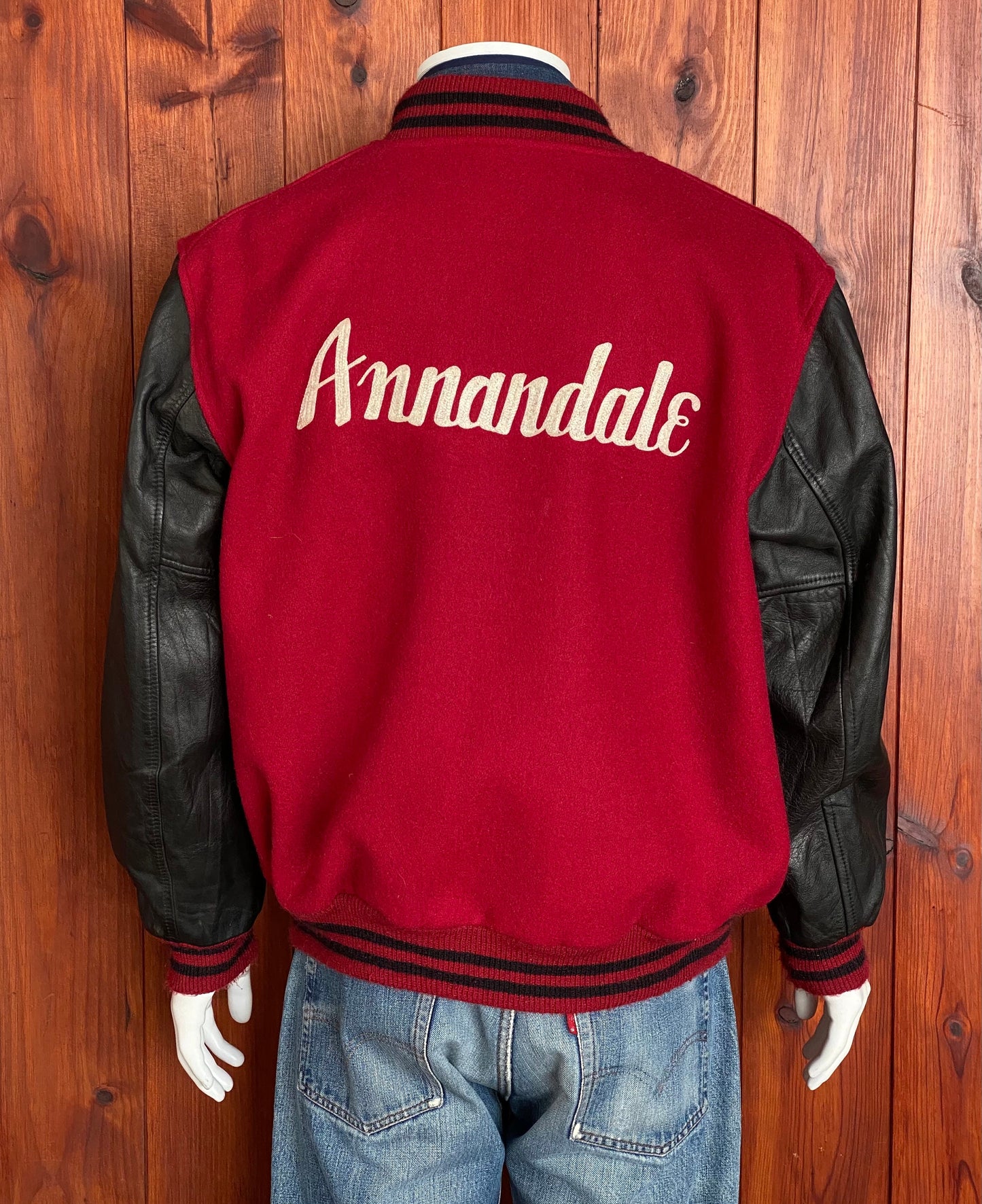 SizeL. Butwin Vintage Annandale varsity/letterman leather sleeve jacket made in USA