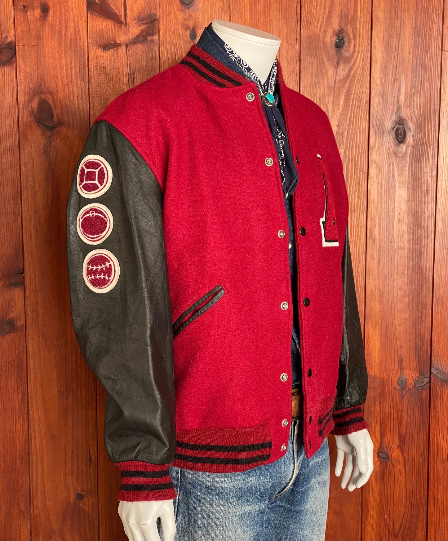 SizeL. Butwin Vintage Annandale varsity/letterman leather sleeve jacket made in USA