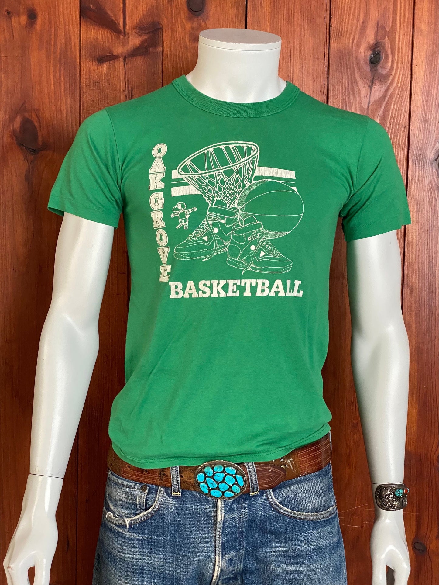 Vintage 80s Basketball T-shirt 50/50 Made in USA by Russell - Size S
