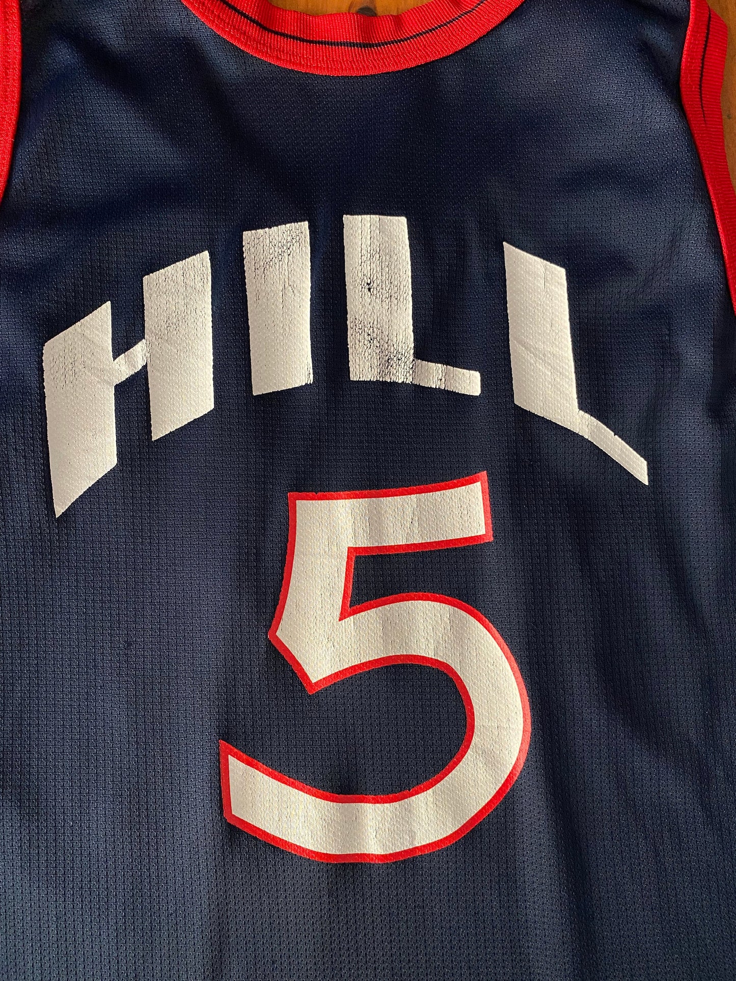 Size 48 VTG 90s USA team Champion NBA jersey, Player Hill #05