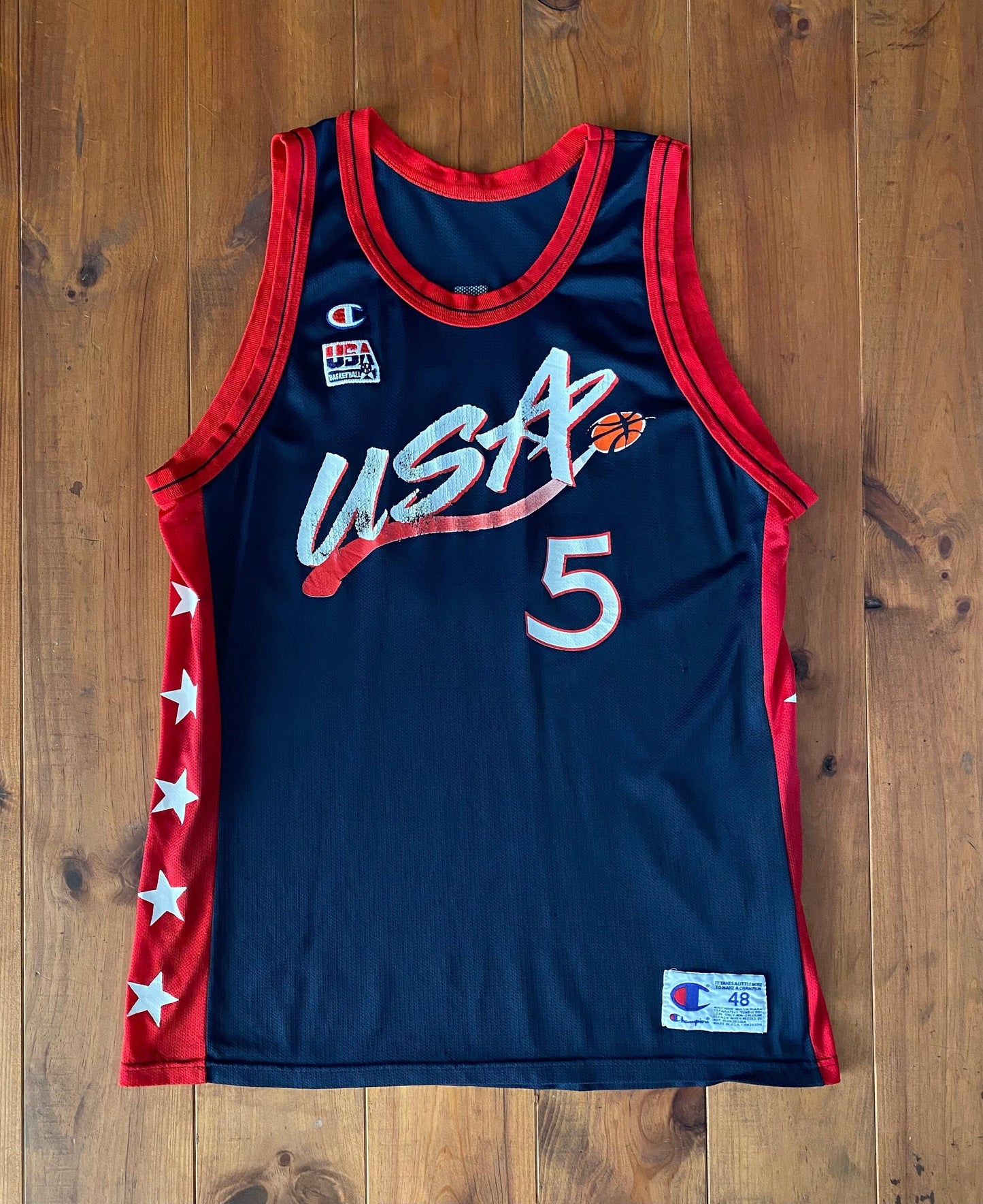 Size 48 VTG 90s USA team Champion NBA jersey, Player Hill #05