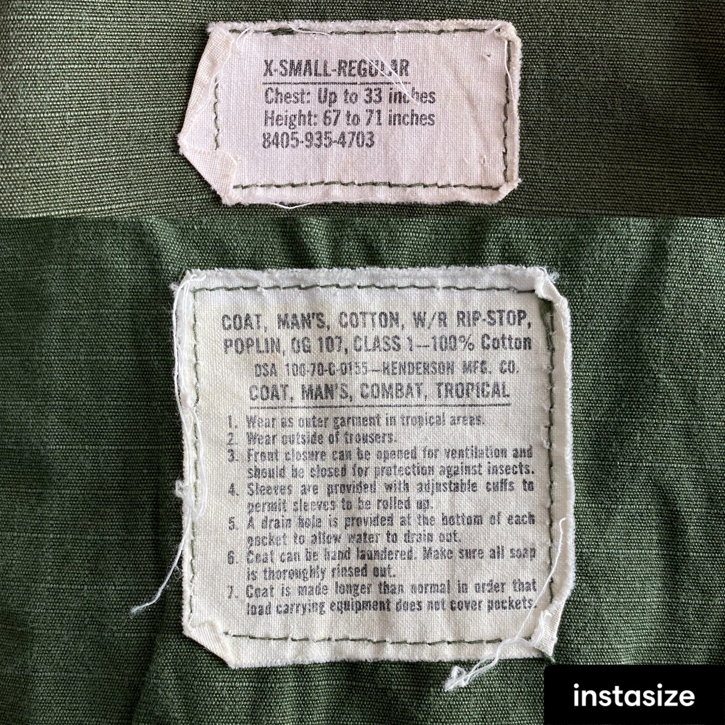 X Small. Authentic 1970 US Army Vintage tropical Vietnam jungle jacket.
