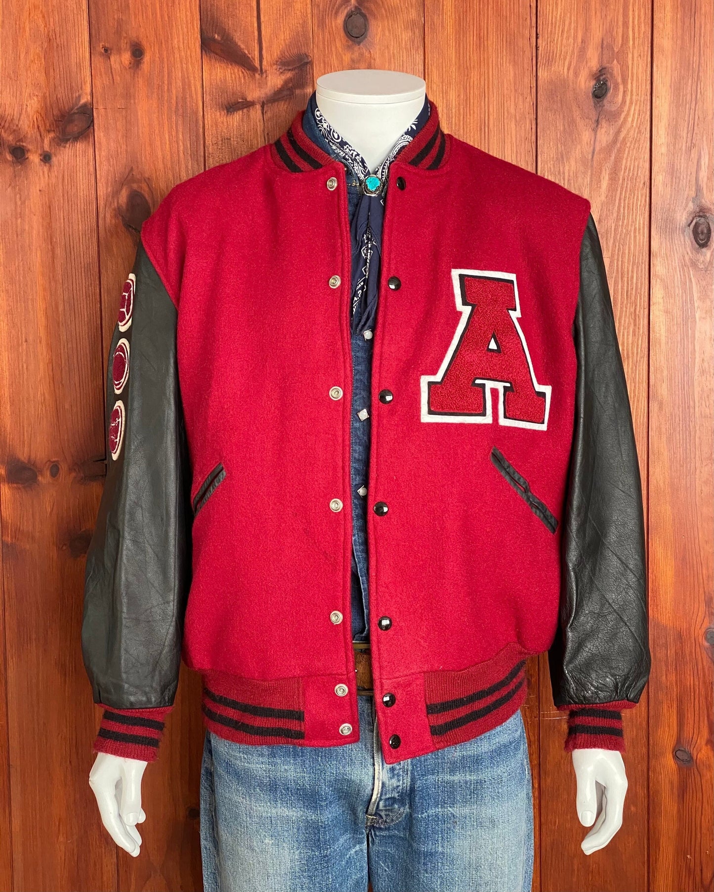 SizeL. Butwin Vintage Annandale varsity/letterman leather sleeve jacket made in USA
