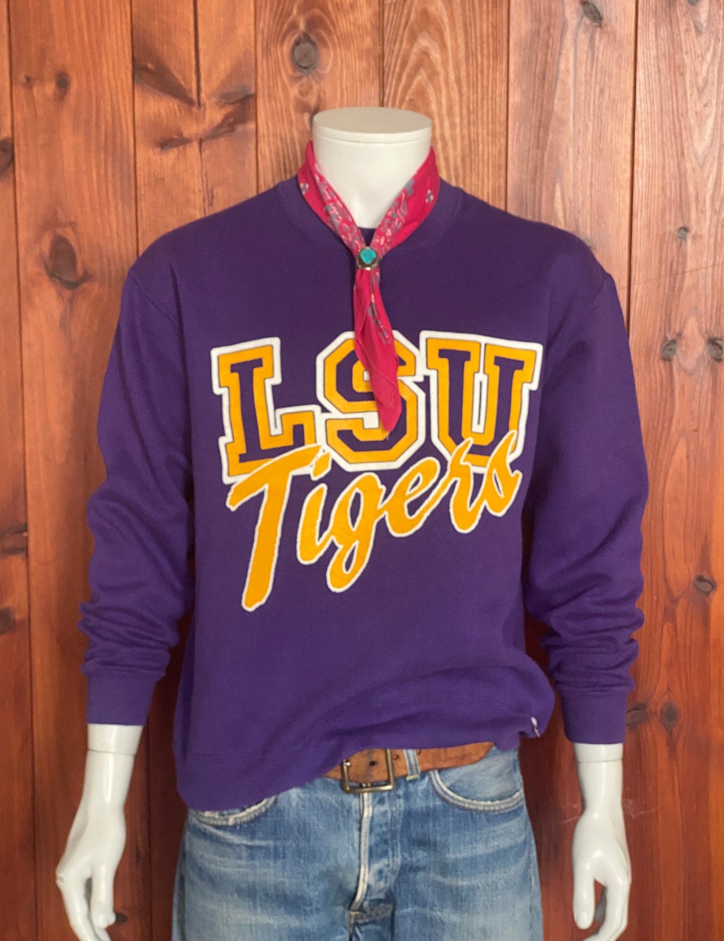 Size: Large. Made In USA LSU Tigers 90s vintage sweatshirt made by Russel Athletic