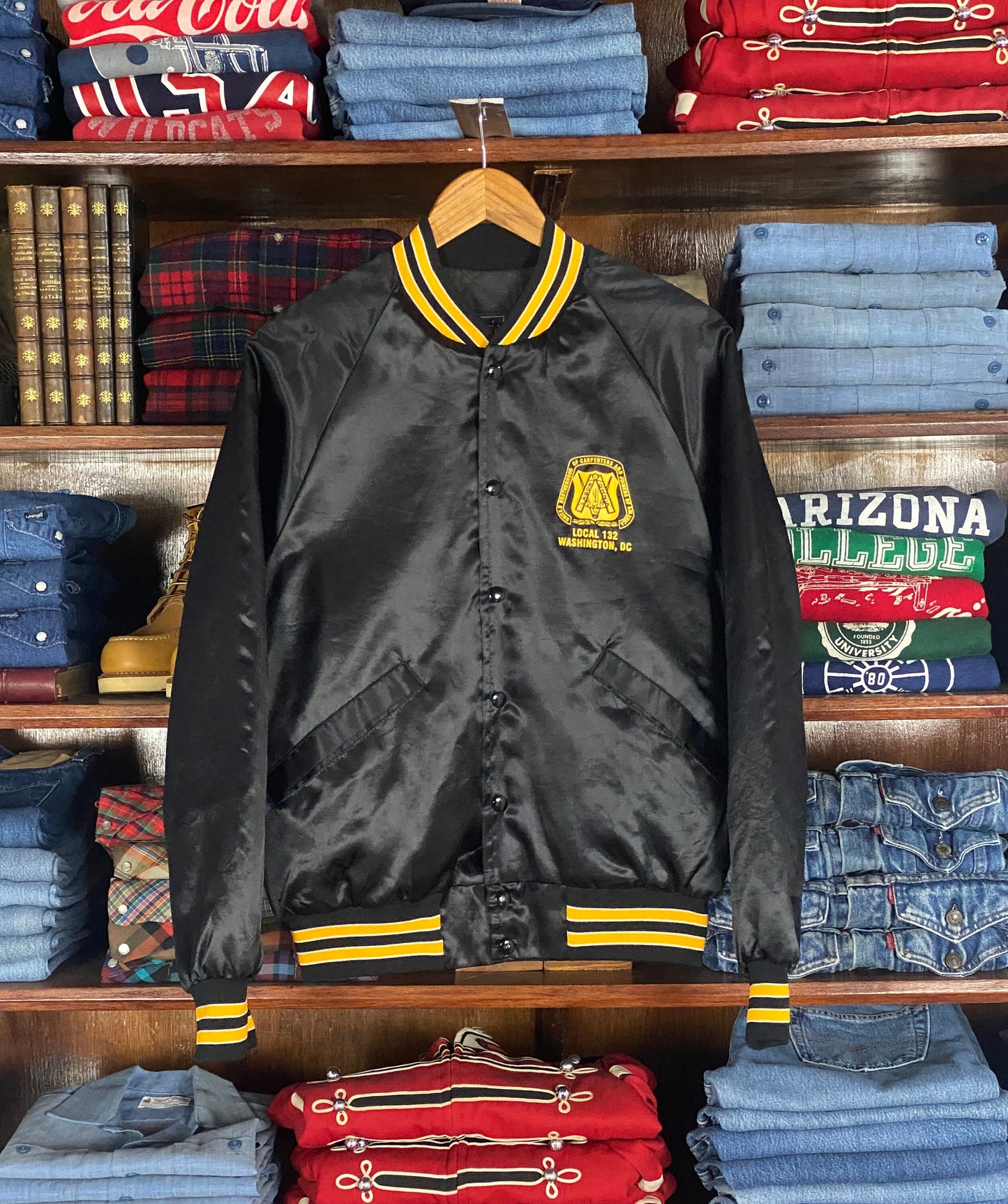 Size M. Vintage 80s Brotherhood Satin jacket Made In USA
