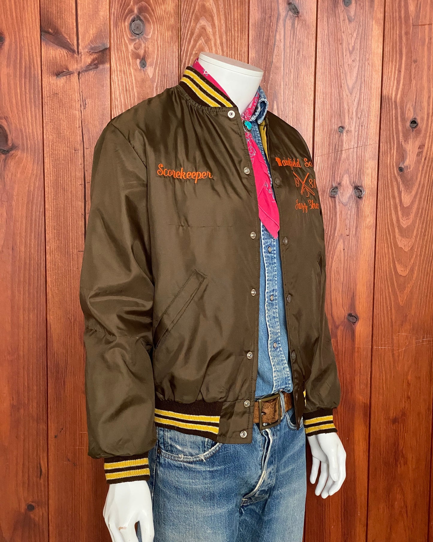 Size Small. Made In USA 1981 Vintage satin Softball jacket