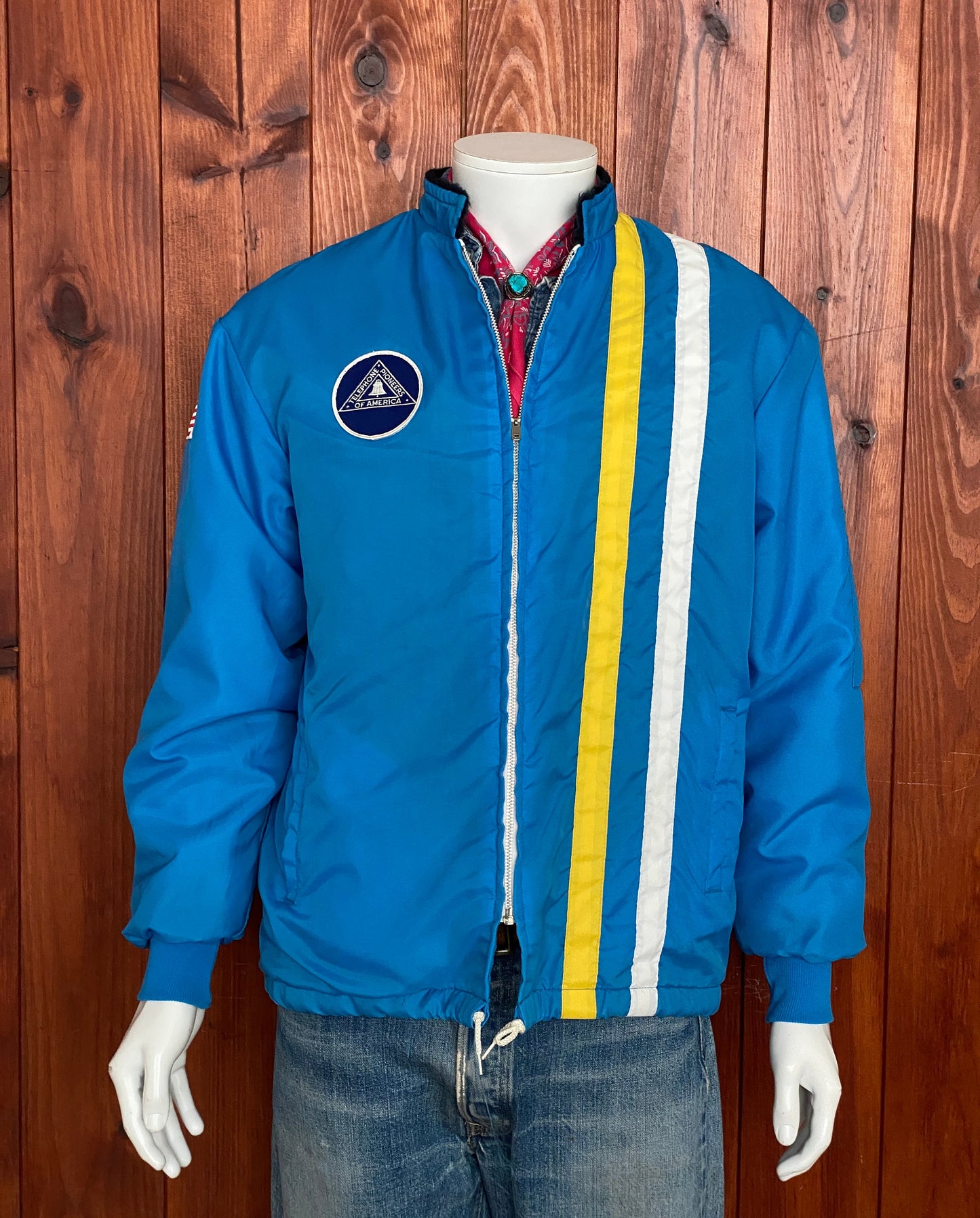 Size M. Vintage 70s nylon lined racing jacket Made In USA