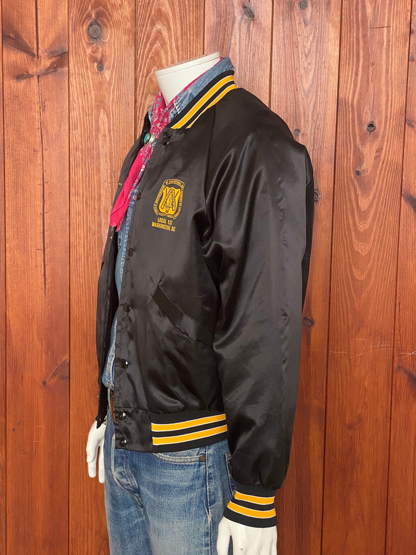 Size M. Vintage 80s Brotherhood Satin jacket Made In USA