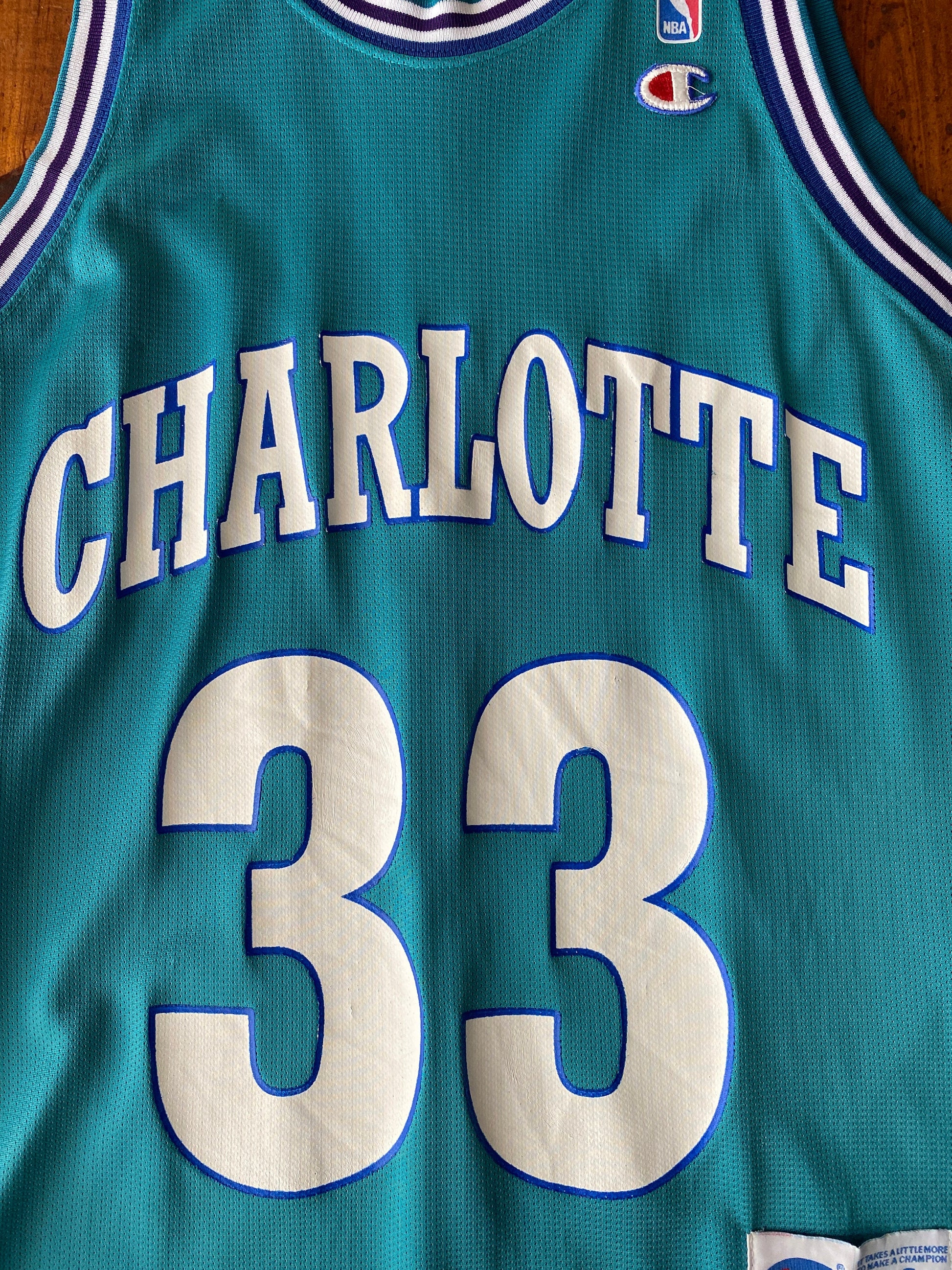 Vintage 90s NBA Champion Mourning #33 Jersey Charlotte Hornets - Size 36, Made in USA