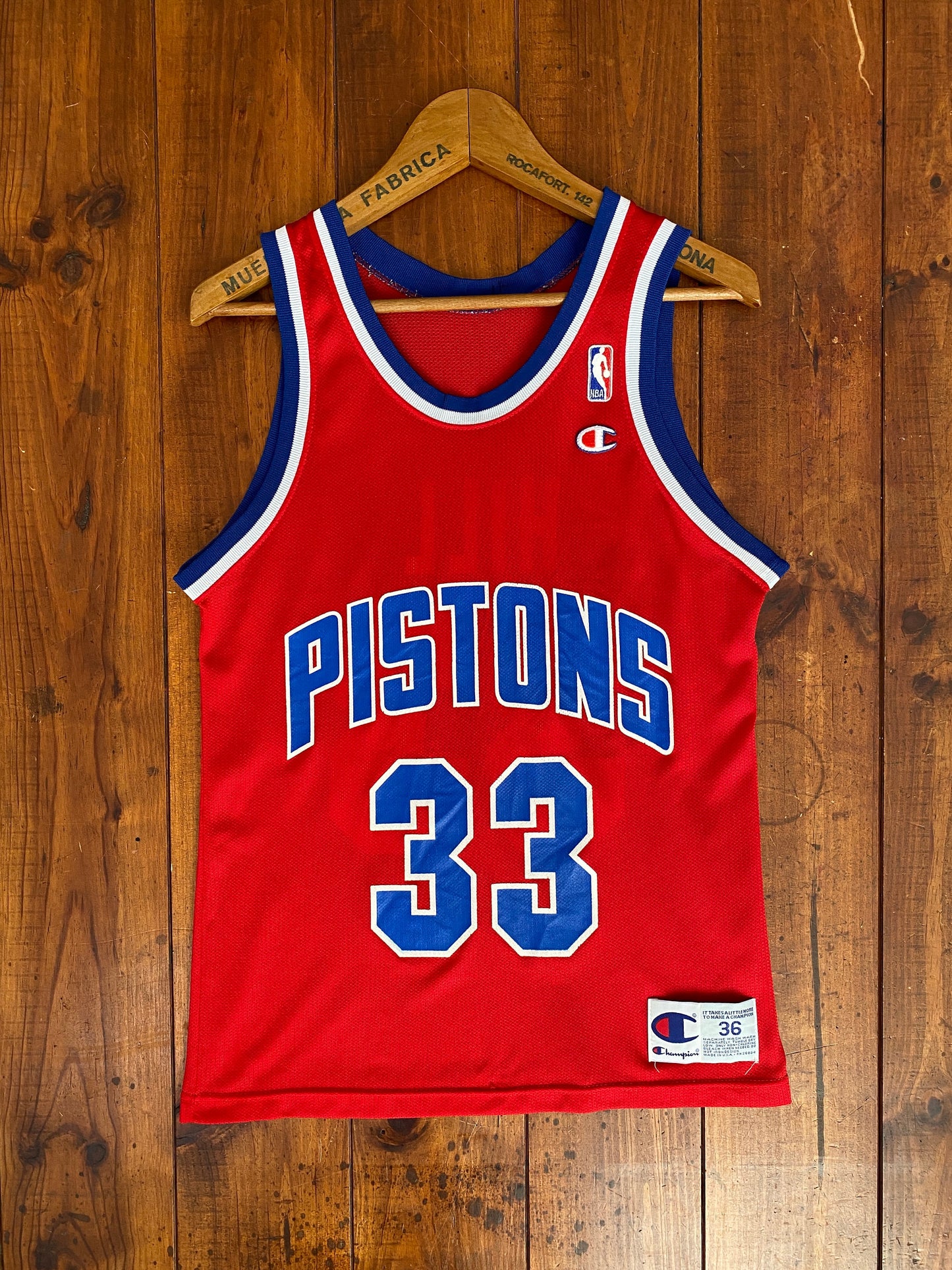 Piston 90s Vintage NBA Jersey #33 Hill - Size 36, Made in USA by Champion