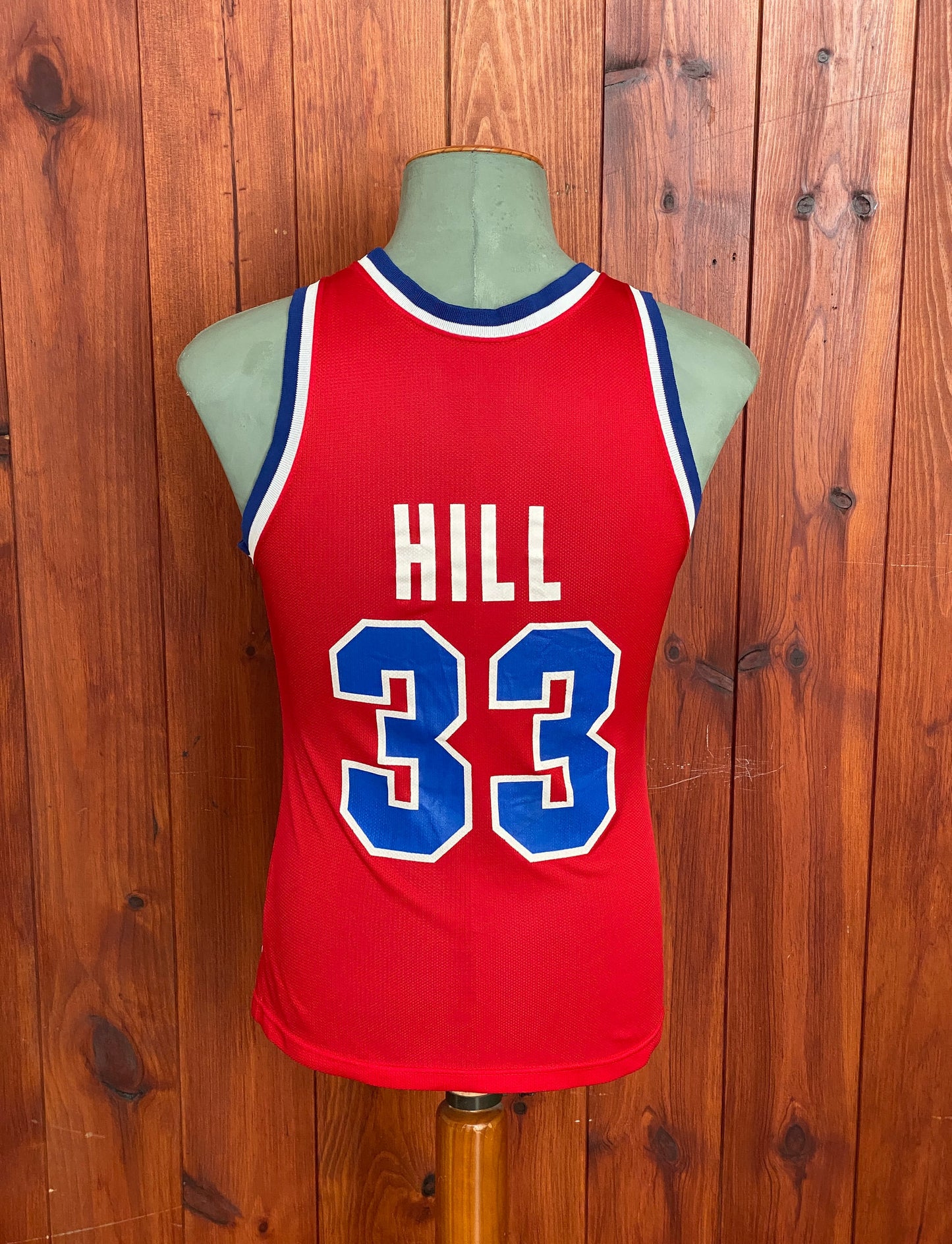 Piston 90s Vintage NBA Jersey #33 Hill - Size 36, Made in USA by Champion