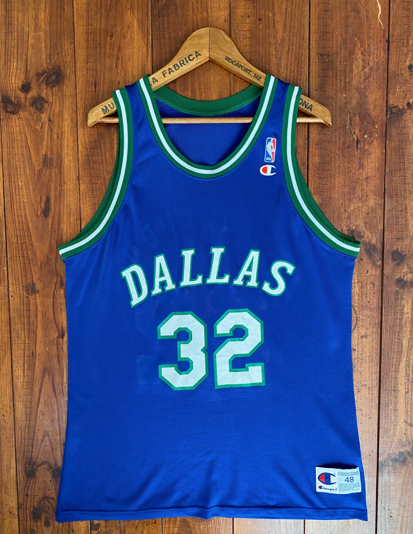 Vintage 90s NBA Dallas #32 Mashburn Jersey - Size 48 | Made in USA by Champion
