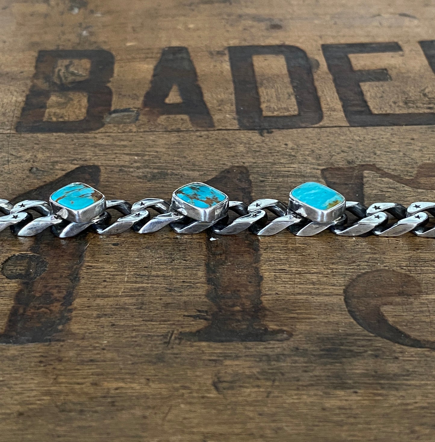 Sterling Silver Stars Turquoise Gourmette