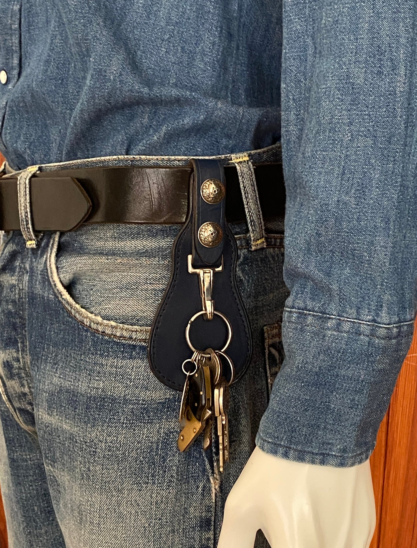 Blue Full Grain key Leather holder