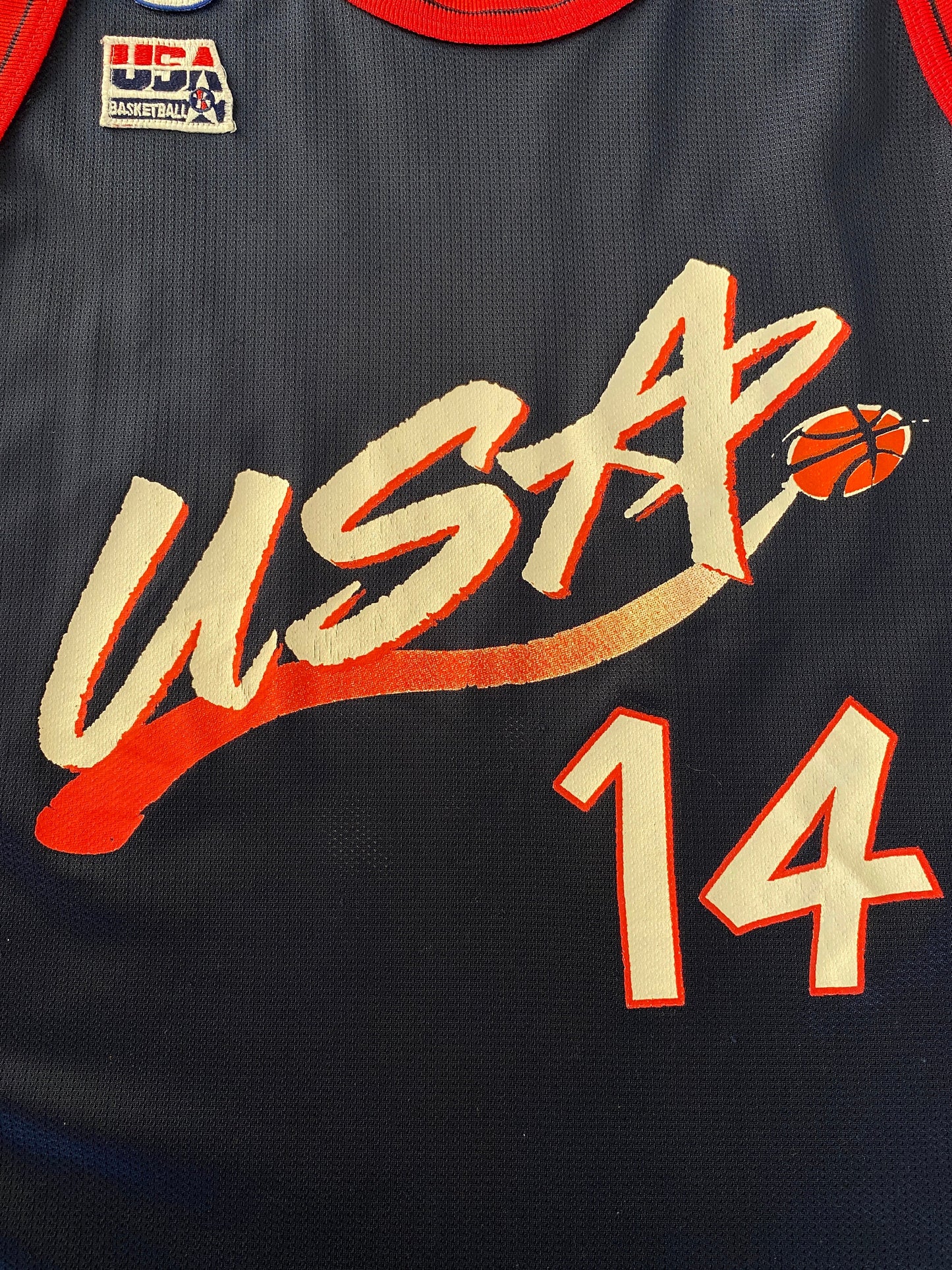 Size 48 David Robinson #14 Vintage Dream Team Olympic Champion NBA Jersey - Made in USA - front View