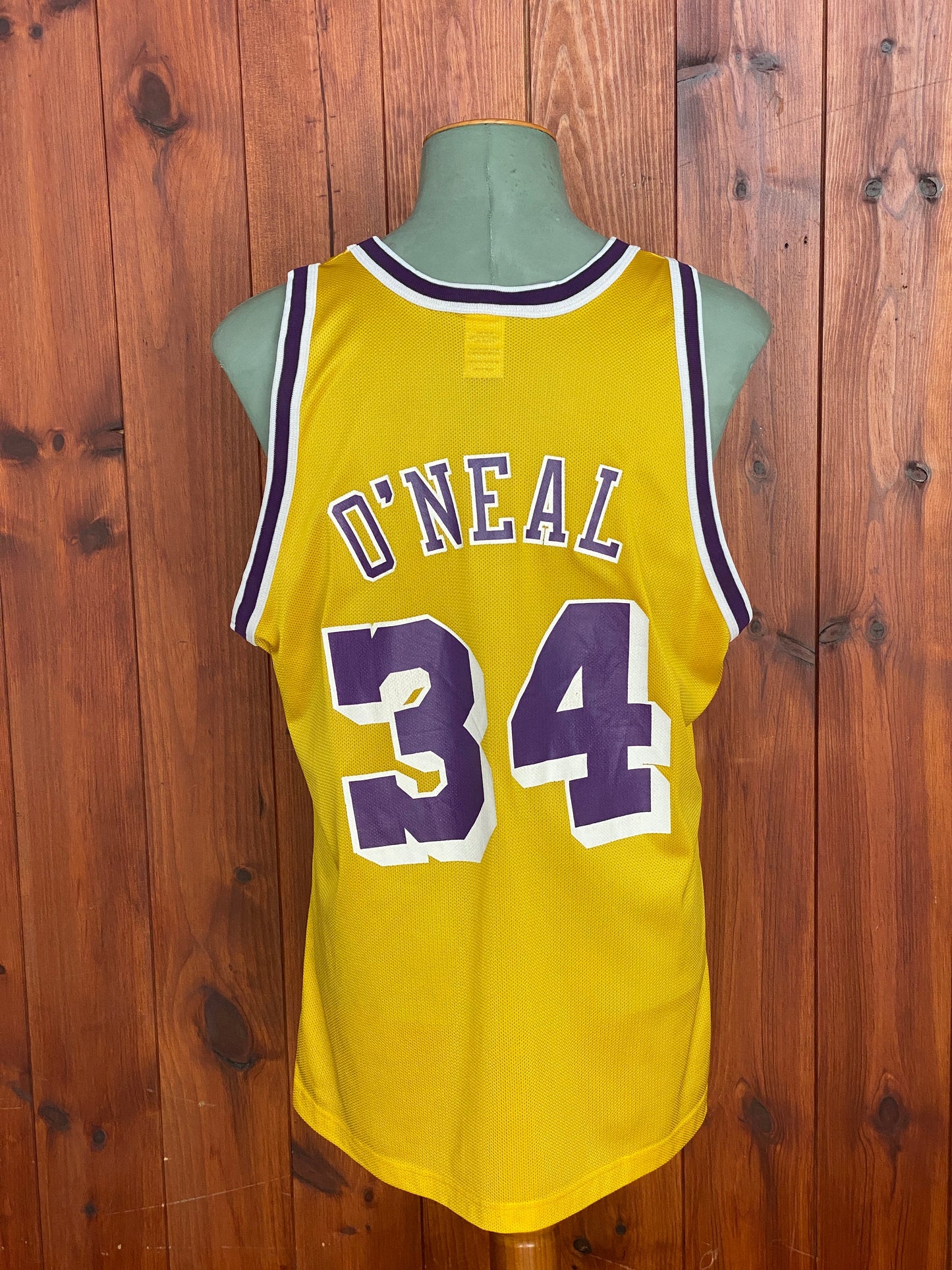 Size 48 Shaquille O'Neal #34 LA Lakers Vintage NBA Champion Jersey - BACK View