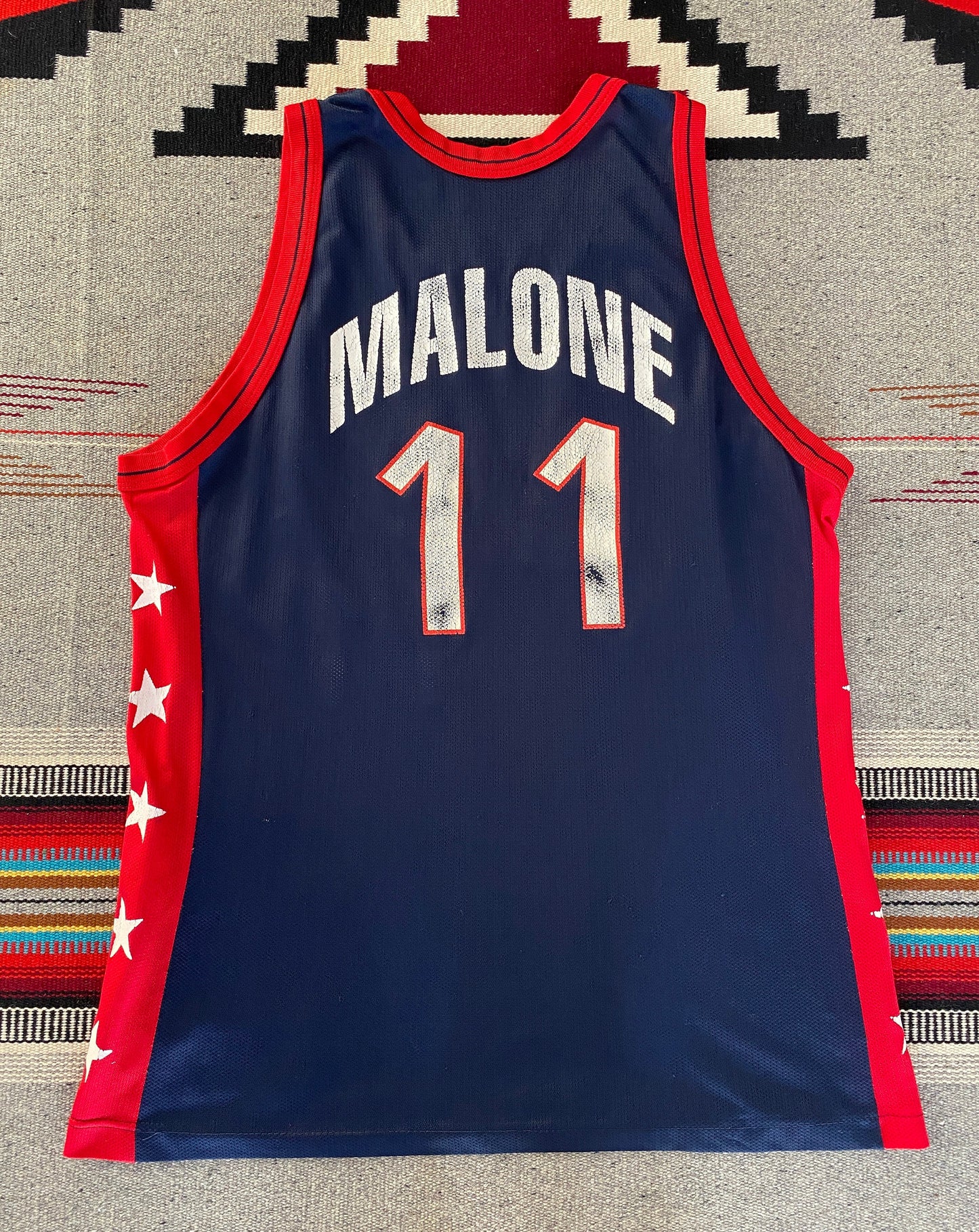Size 48 Carl Malone #11 Vintage Dream Team Olympic Champion NBA Jersey - Made in USA - back View