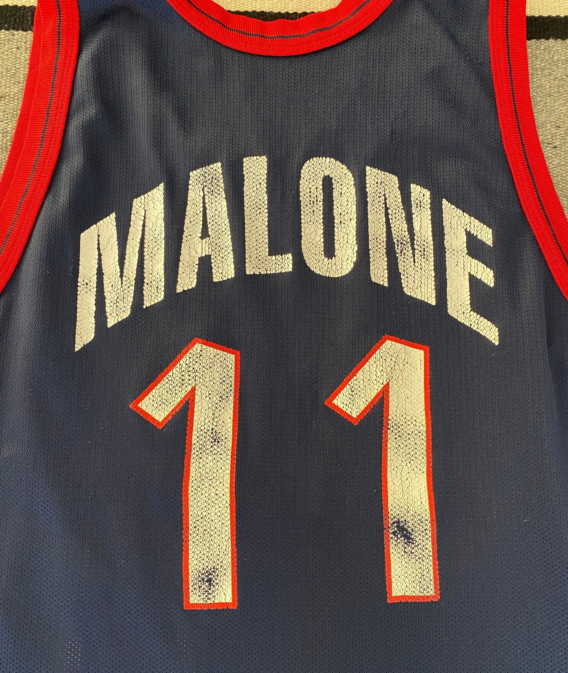 Size 48 Carl Malone #11 Vintage Dream Team Olympic Champion NBA Jersey - Made in USA - back View