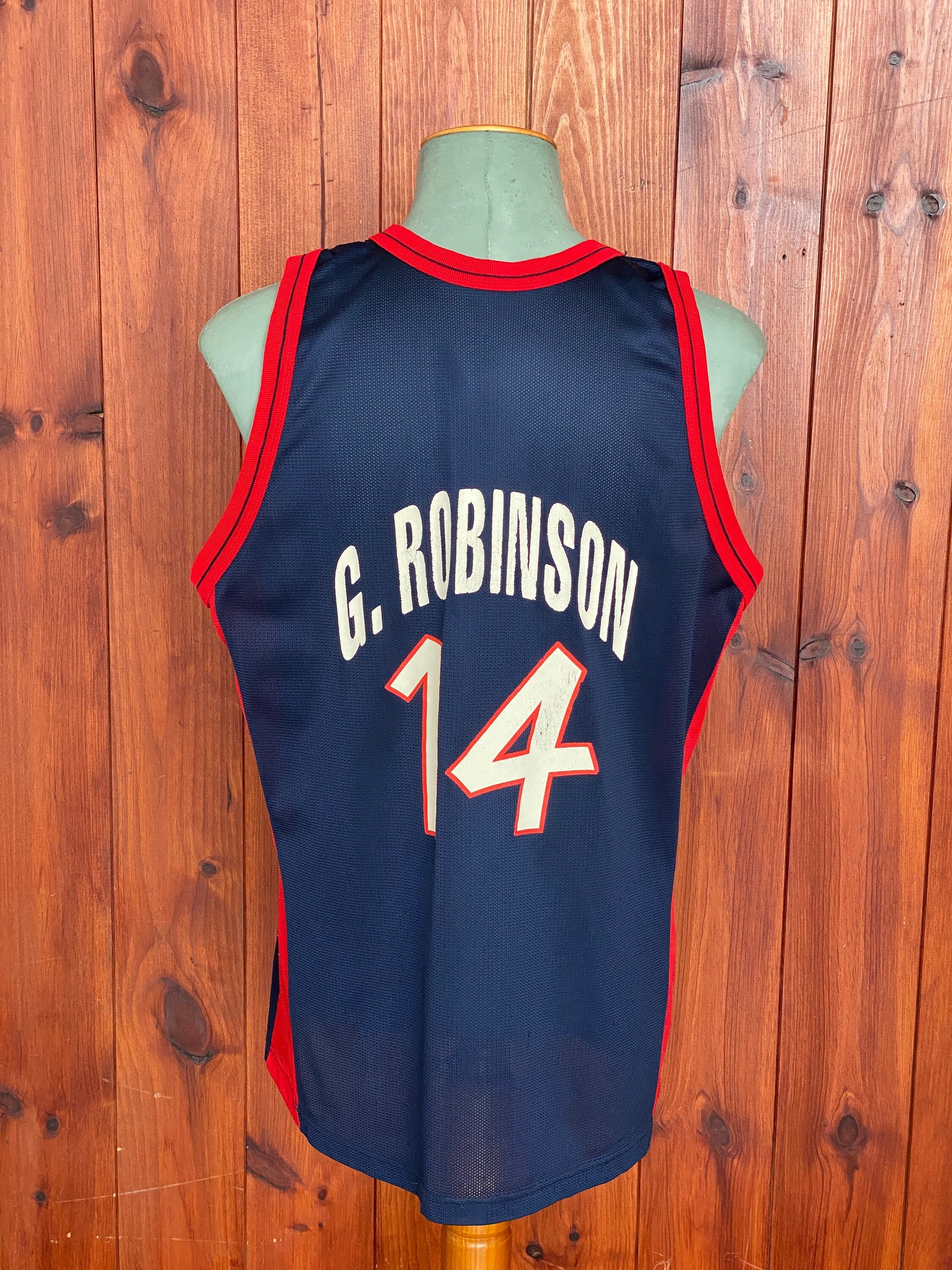 Size 48 David Robinson #14 Vintage Dream Team Olympic Champion NBA Jersey - Made in USA - back View