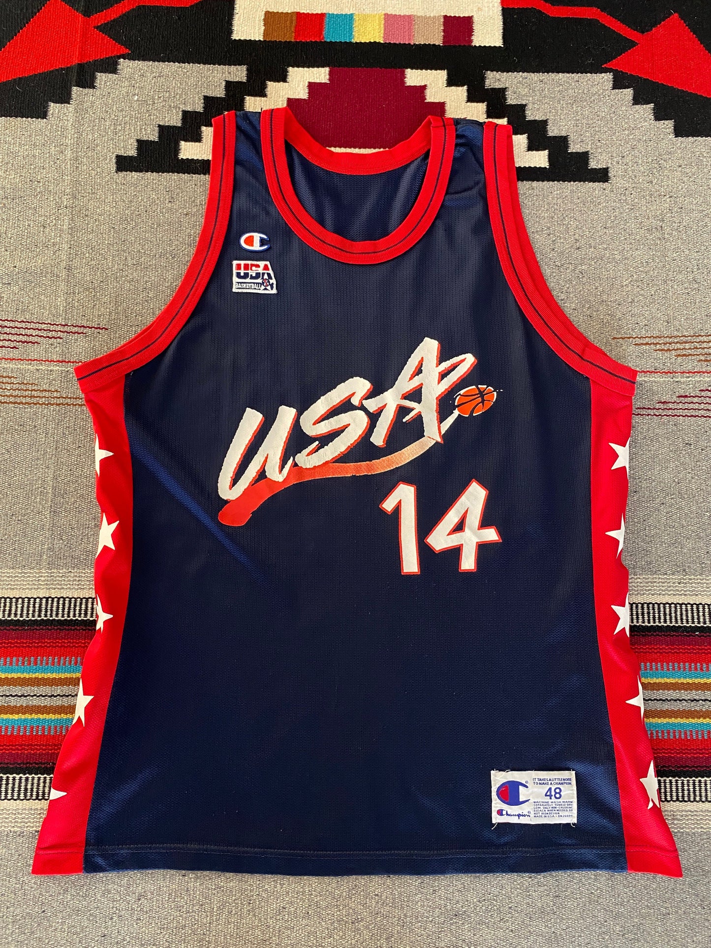 Size 48 David Robinson #14 Vintage Dream Team Olympic Champion NBA Jersey - Made in USA - front  View