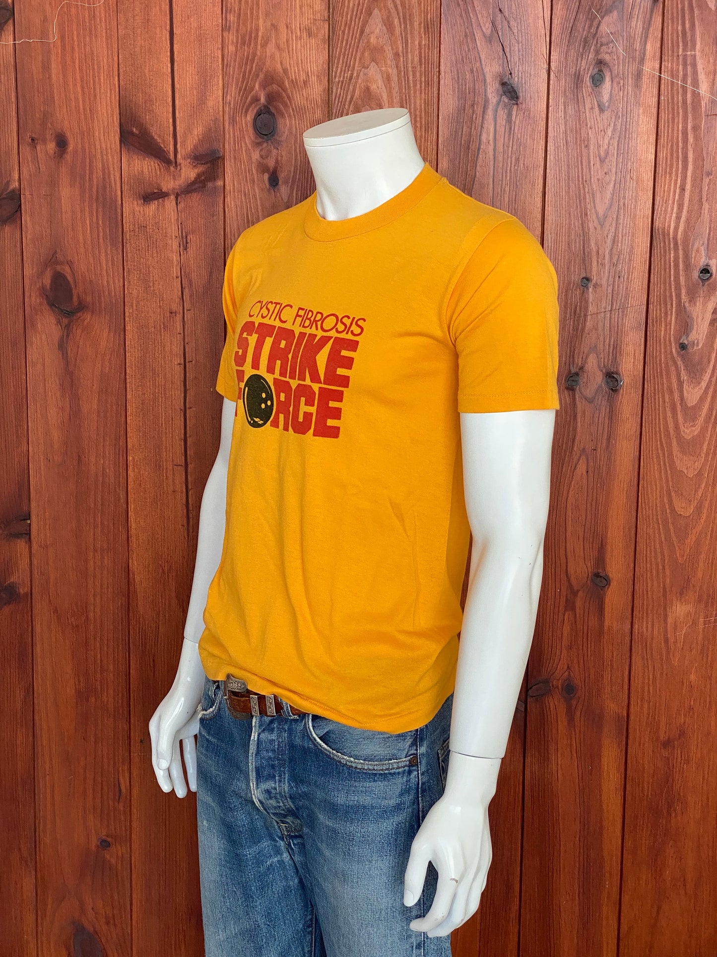 Vintage 80s Bowling Strike Force Cystic Fibrosis T-Shirt - Size M | Made in USA | Retro Tee