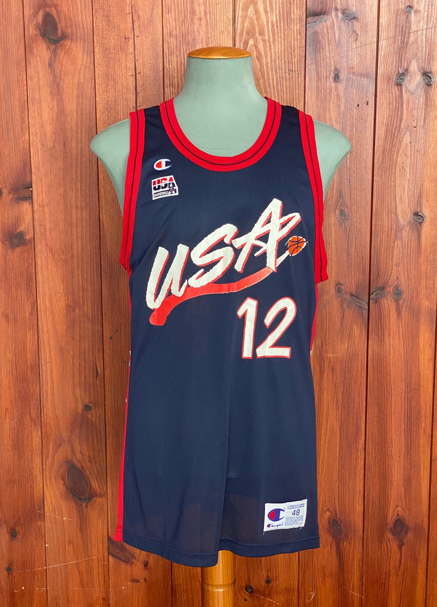 Size 48. # 12 John Stockton Vintage 90s Champion USA Dream Team Made In USA