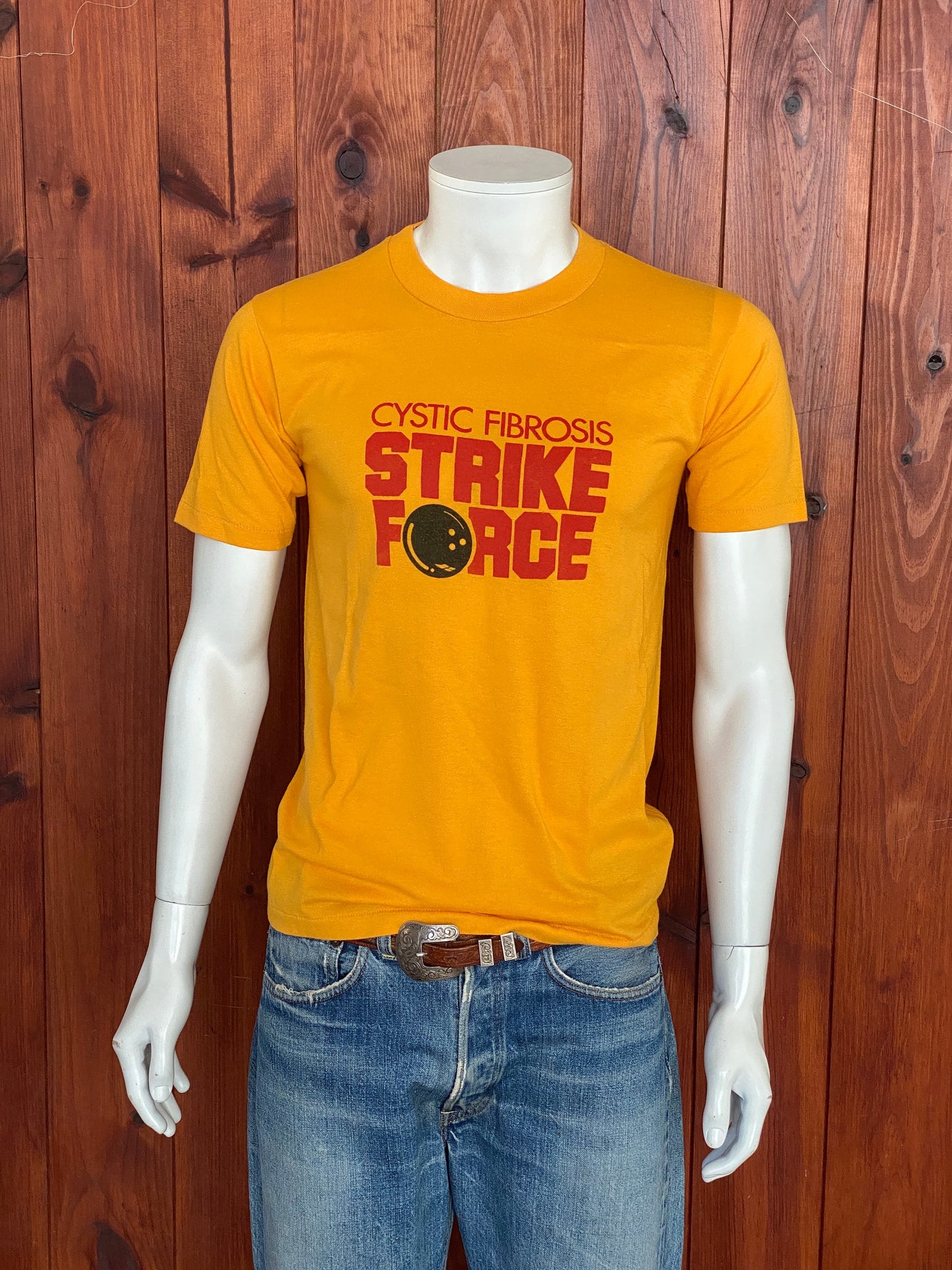 Vintage 80s Bowling Strike Force Cystic Fibrosis T-Shirt - Size M | Made in USA | Retro Tee