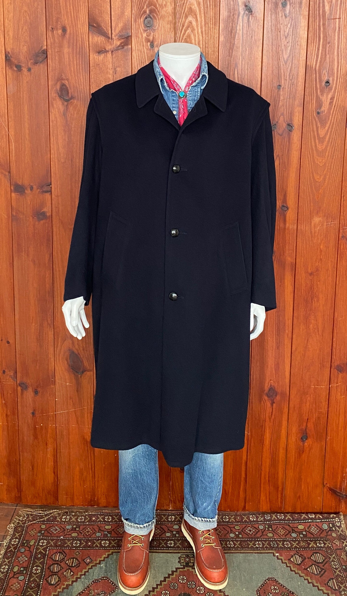 Vintage Dark Blue Wool Loden Coat - Size 52 EU | Made in Austria