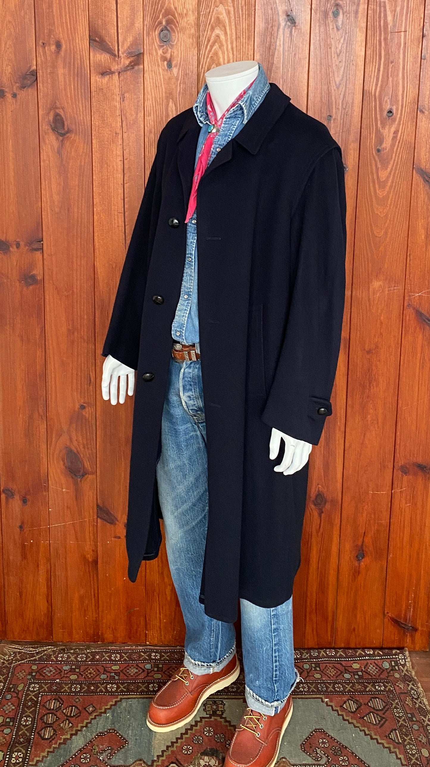 Vintage Dark Blue Wool Loden Coat - Size 52 EU | Made in Austria