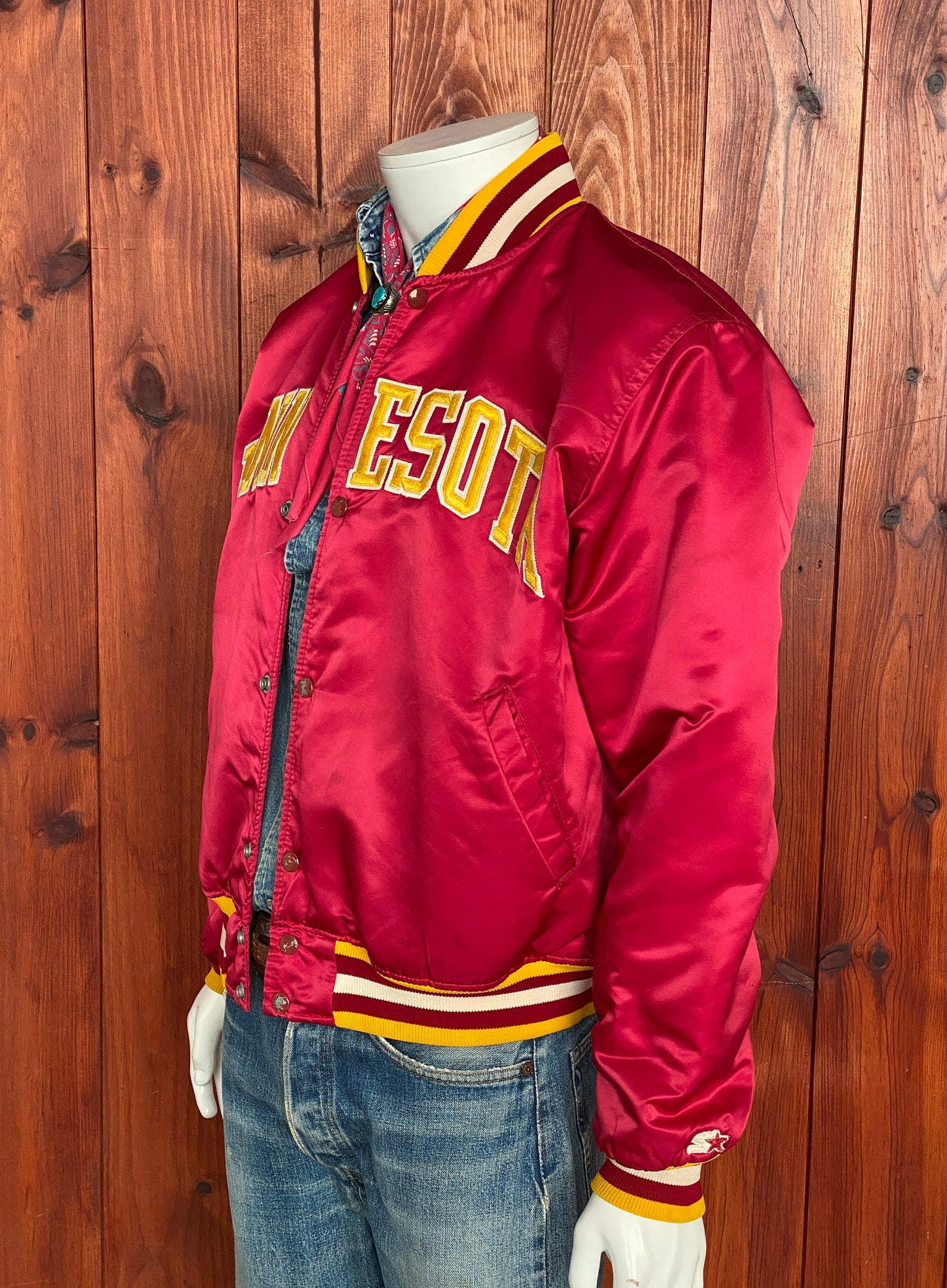 Large Vintage 80s Minnesota Starter Jacket Made in USA | Retro Apparel
