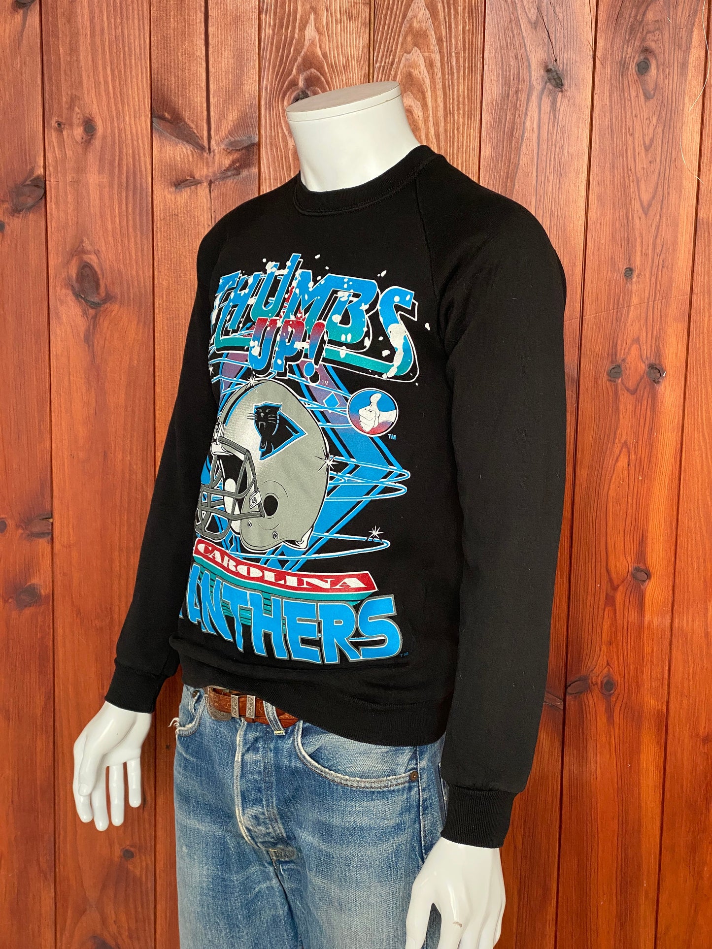 Medium 80s vintage Panthers sweatshirt made in USA - retro American apparel for your wardrobe.