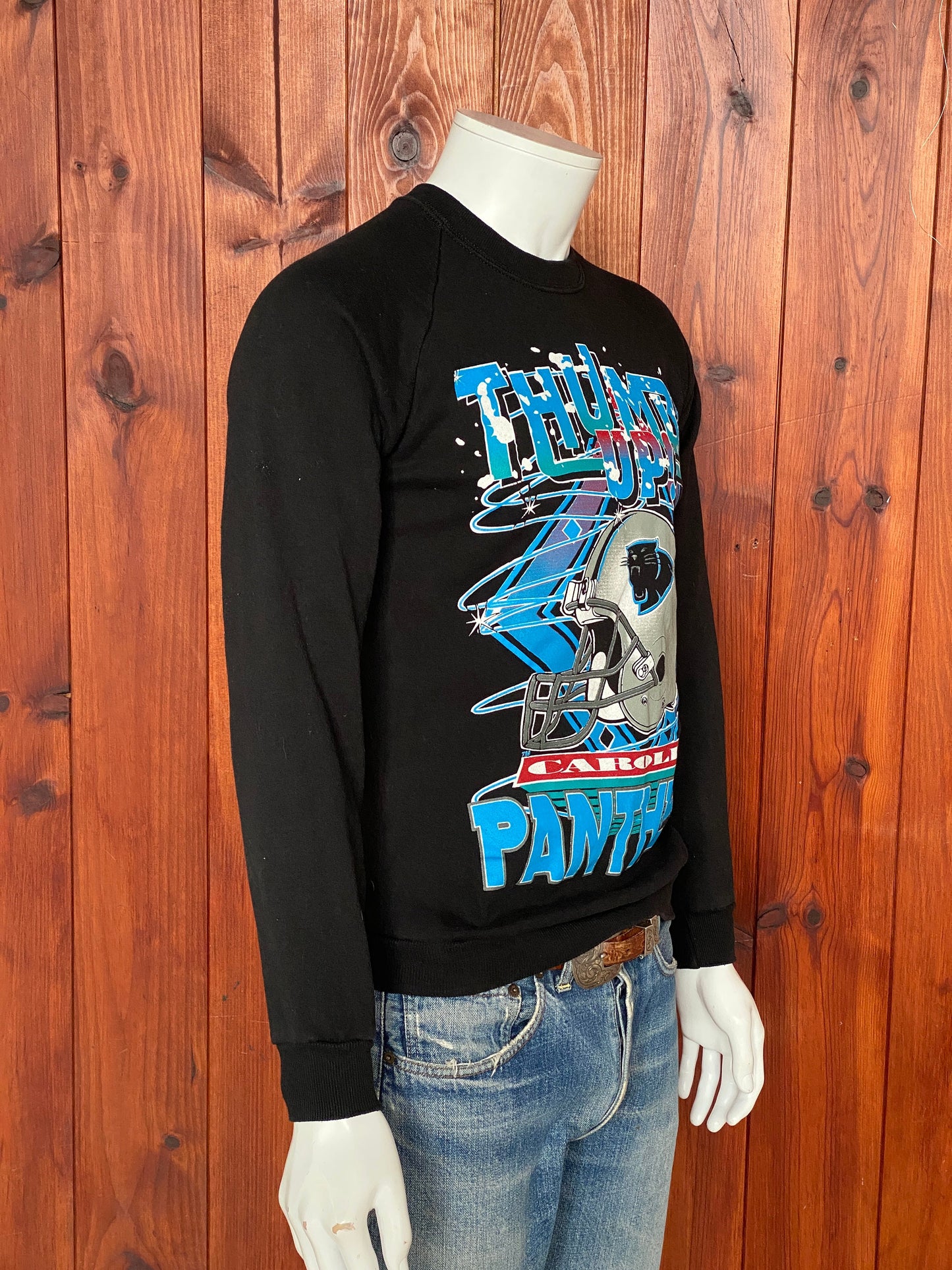 Medium 80s vintage Panthers sweatshirt made in USA - retro American apparel for your wardrobe.