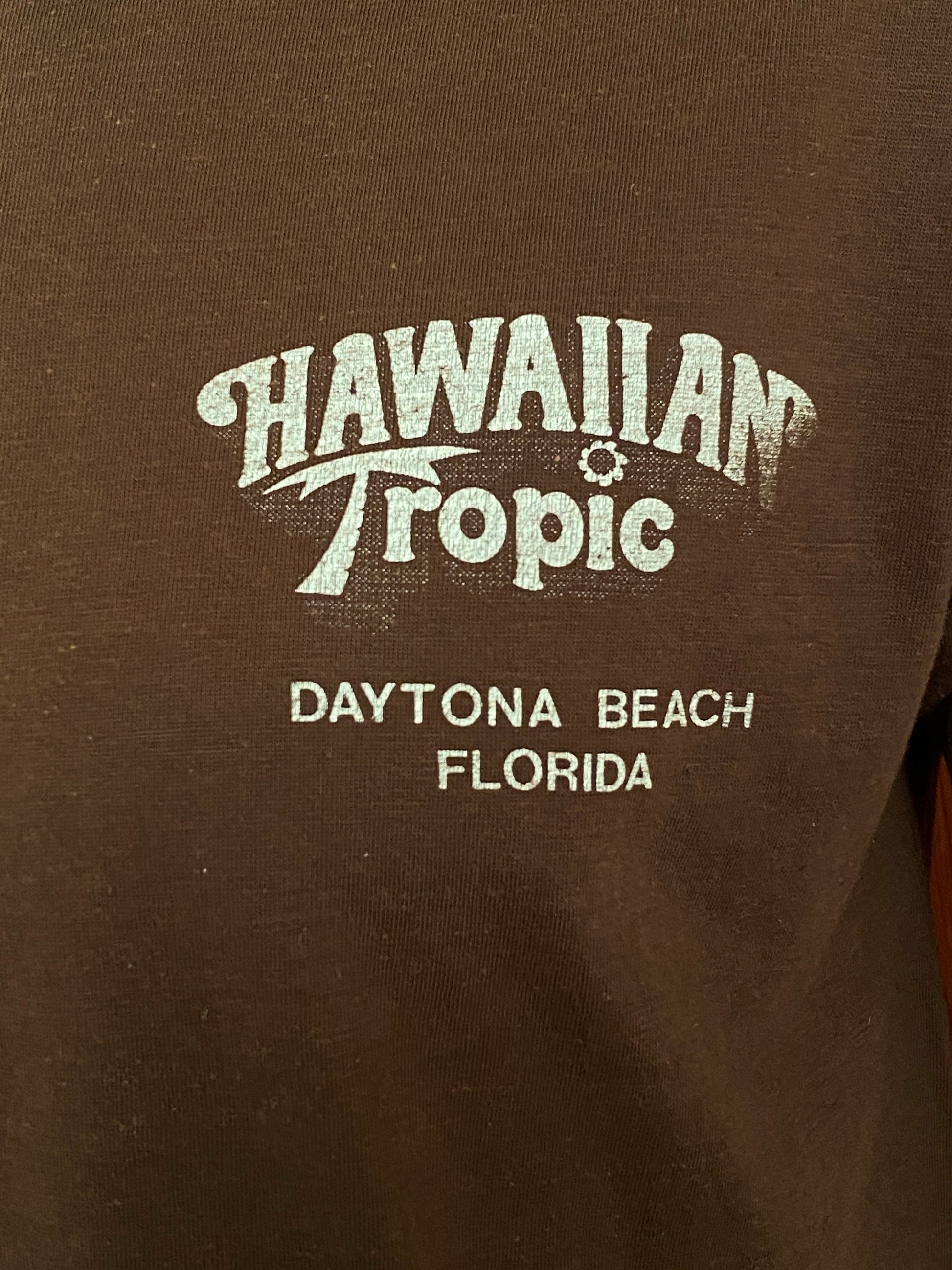 Large Vintage 50/50 Hawaiian Tropic 80s T-shirt: Classic Retro Apparel Made In USA