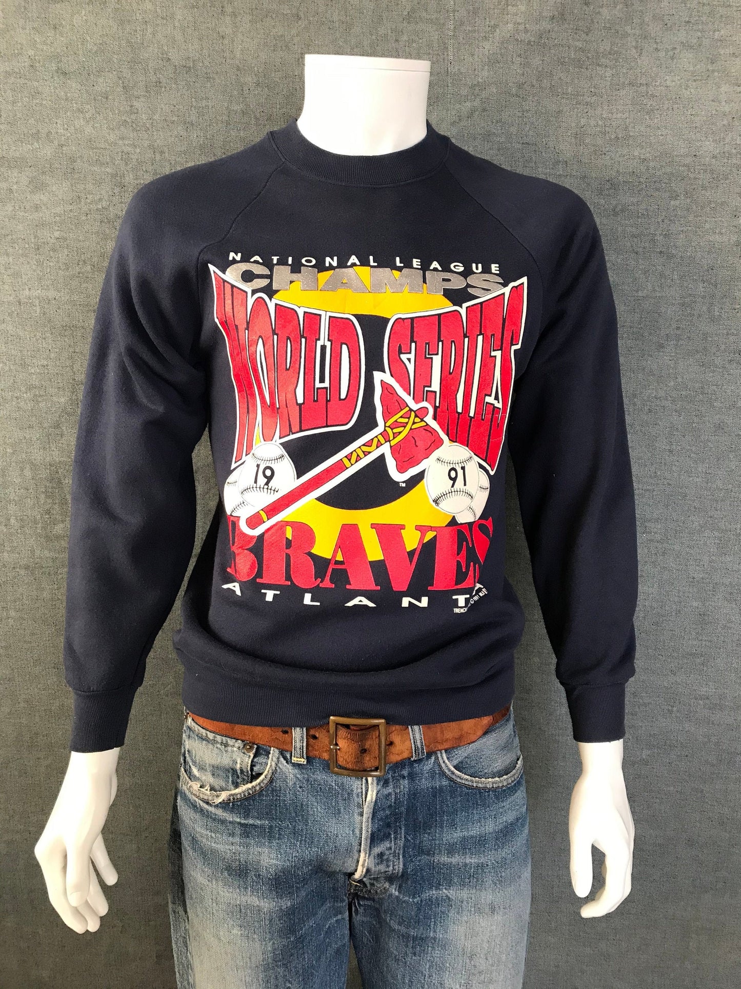1991 Atlanta Braves World Series Vintage Sweatshirt - Size Med | Made in USA | USA Vintage BCN