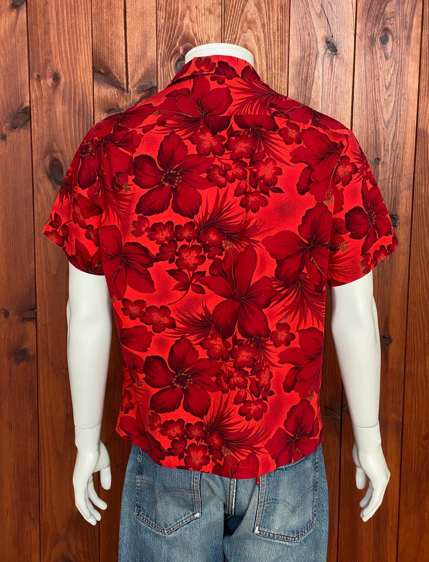 Medium Size Vintage Authentic 60s Hawaiian Shirt, Thin Cotton, Made in USA - Tropical Collectible