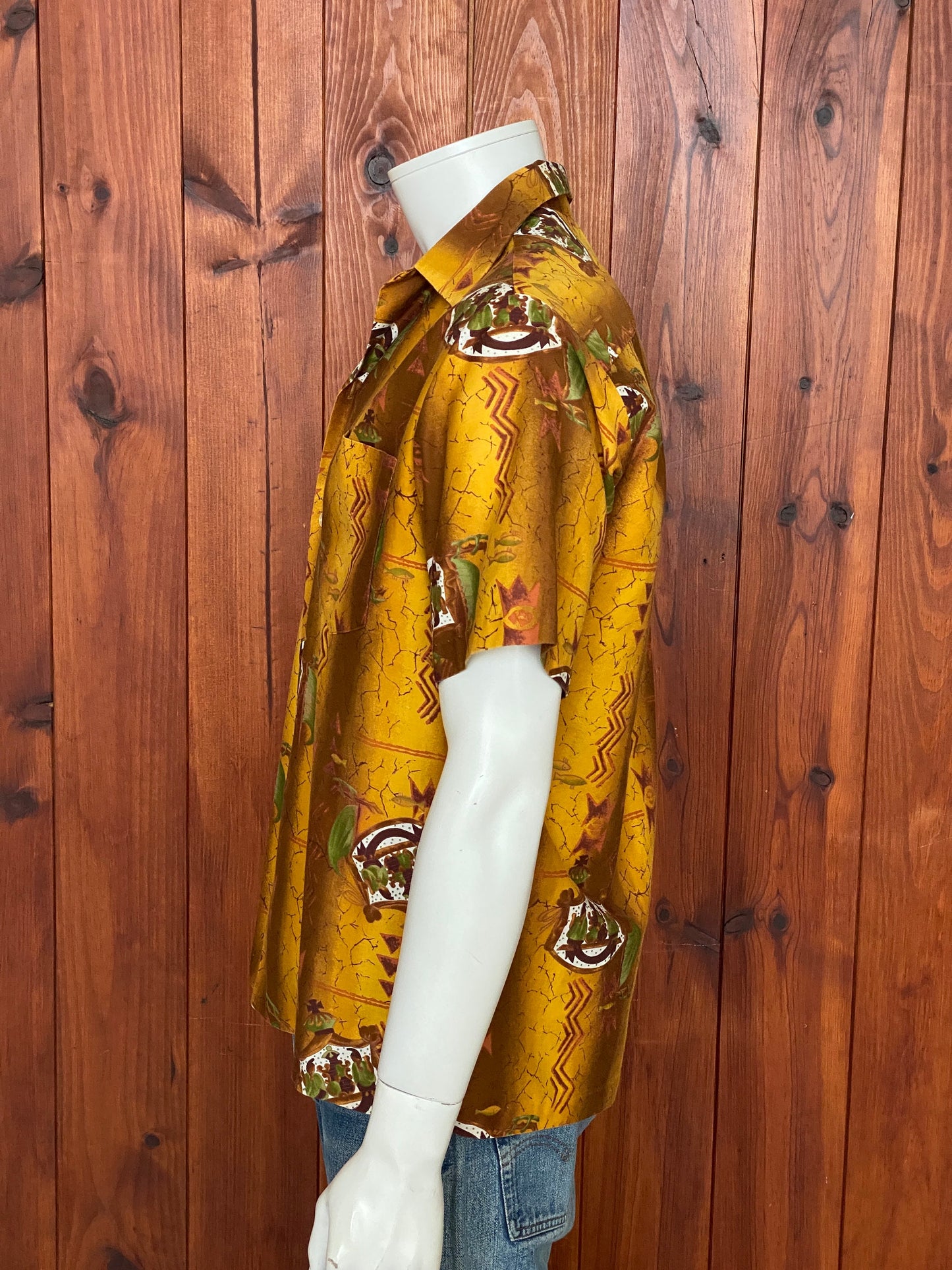 Medium Size Vintage 90s Hawaiian Satin Cotton Shirt - Retro Tropical Collectible