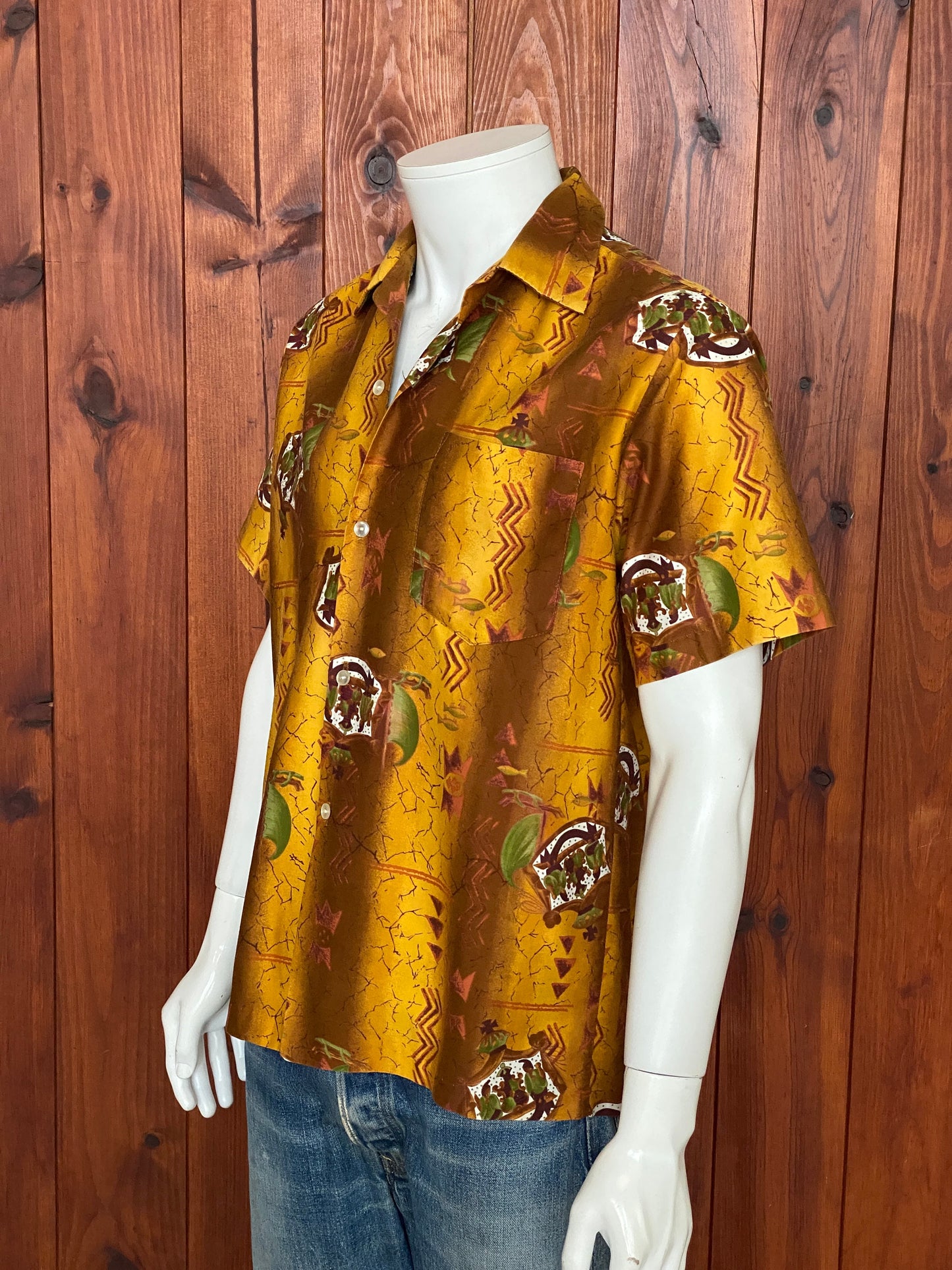Medium Size Vintage 90s Hawaiian Satin Cotton Shirt - Retro Tropical Collectible