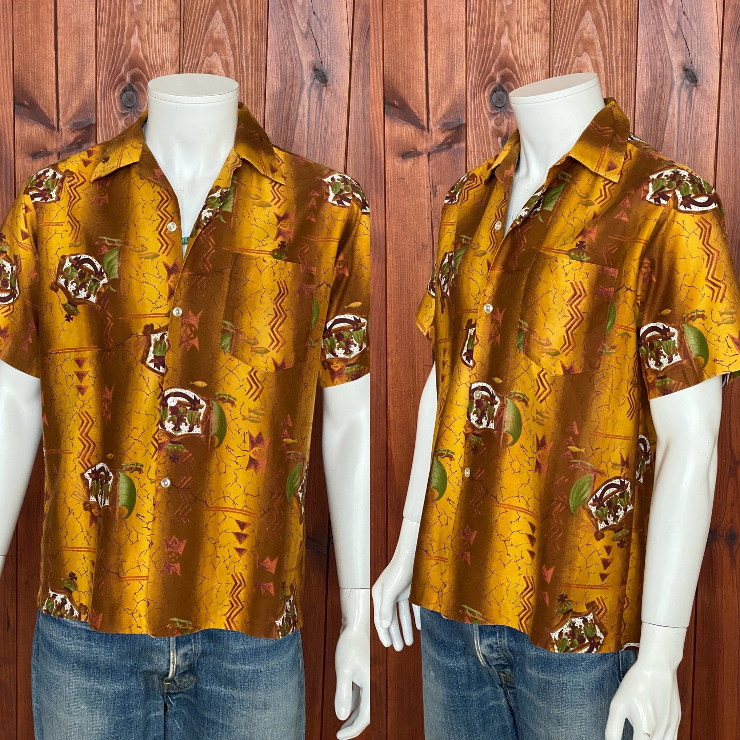 Medium Size Vintage 90s Hawaiian Satin Cotton Shirt - Retro Tropical Collectible
