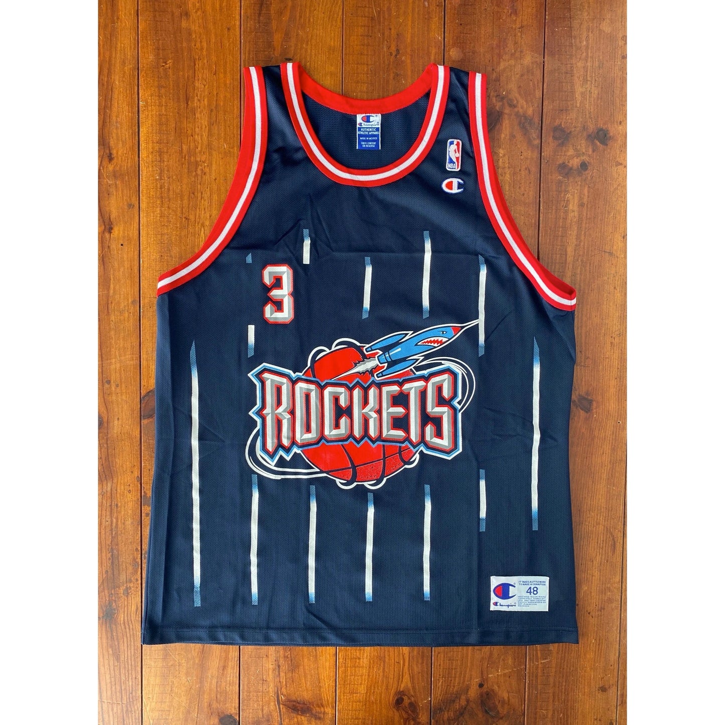 Vintage Champion NBA Houston Rockets Steve Francis #3 Jersey - Size 48 USA