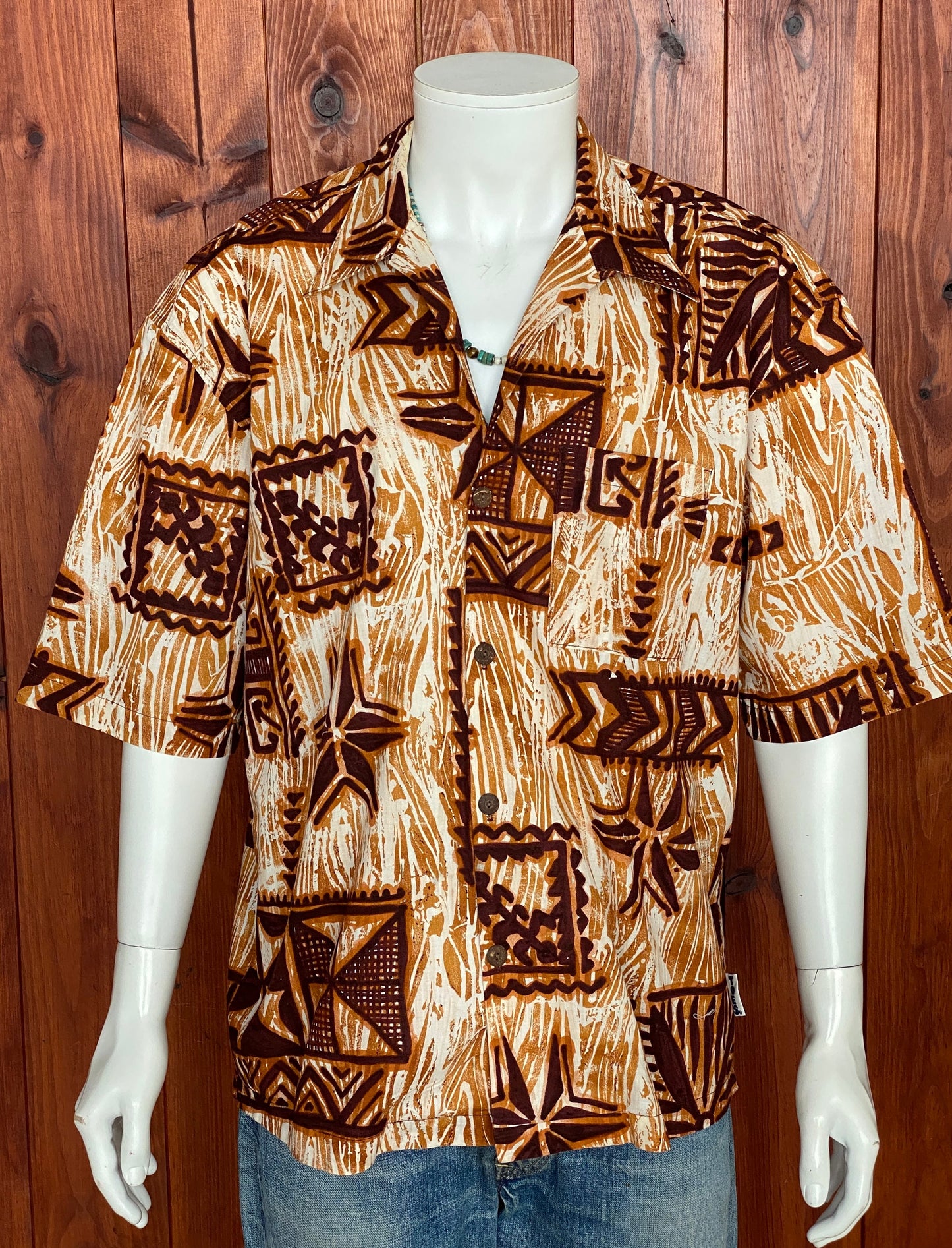 Oversized Medium Size Vintage 90s Hawaiian Cotton Shirt - Retro Island Collectible